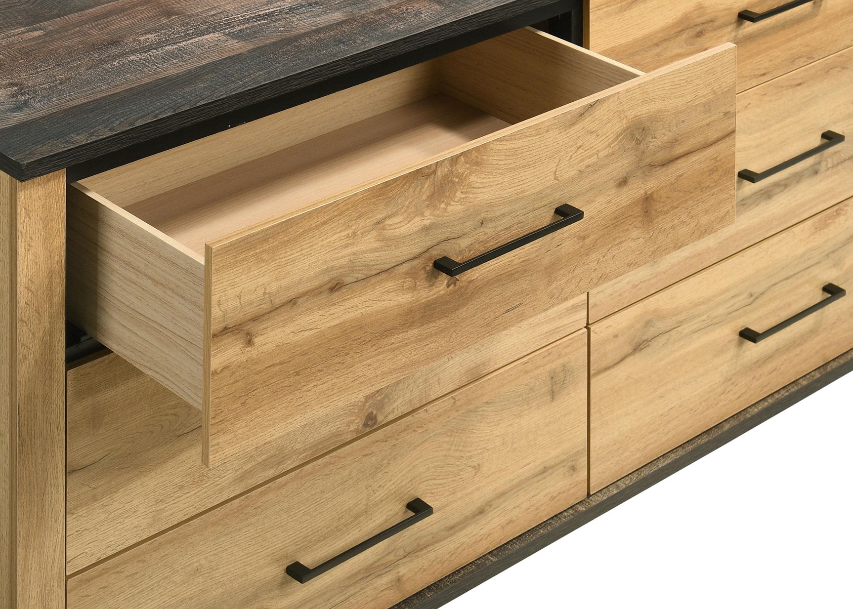 Kaywood 6-drawer dresser cabinet natural pine front view