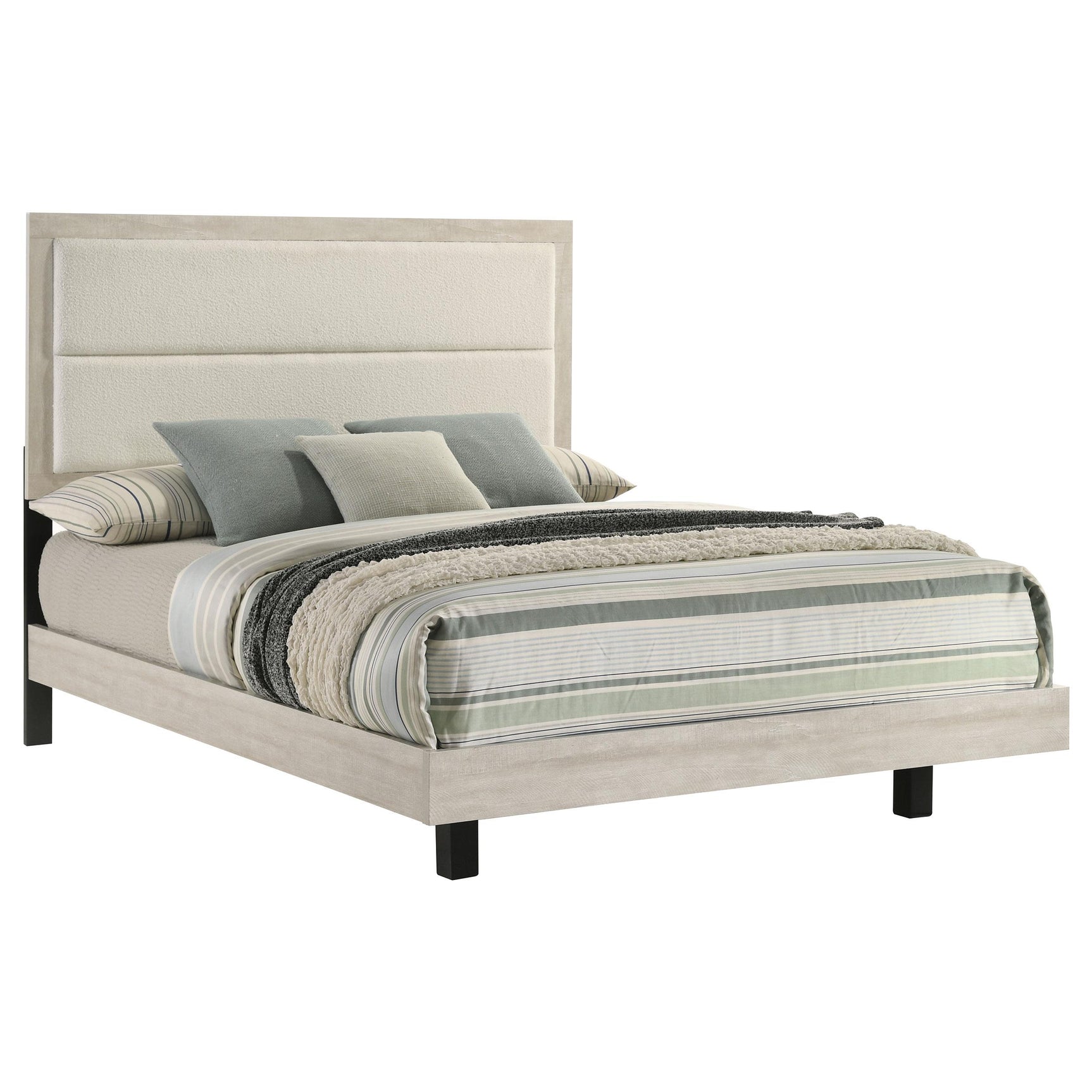 Side view of Trenton rustic cream full bed