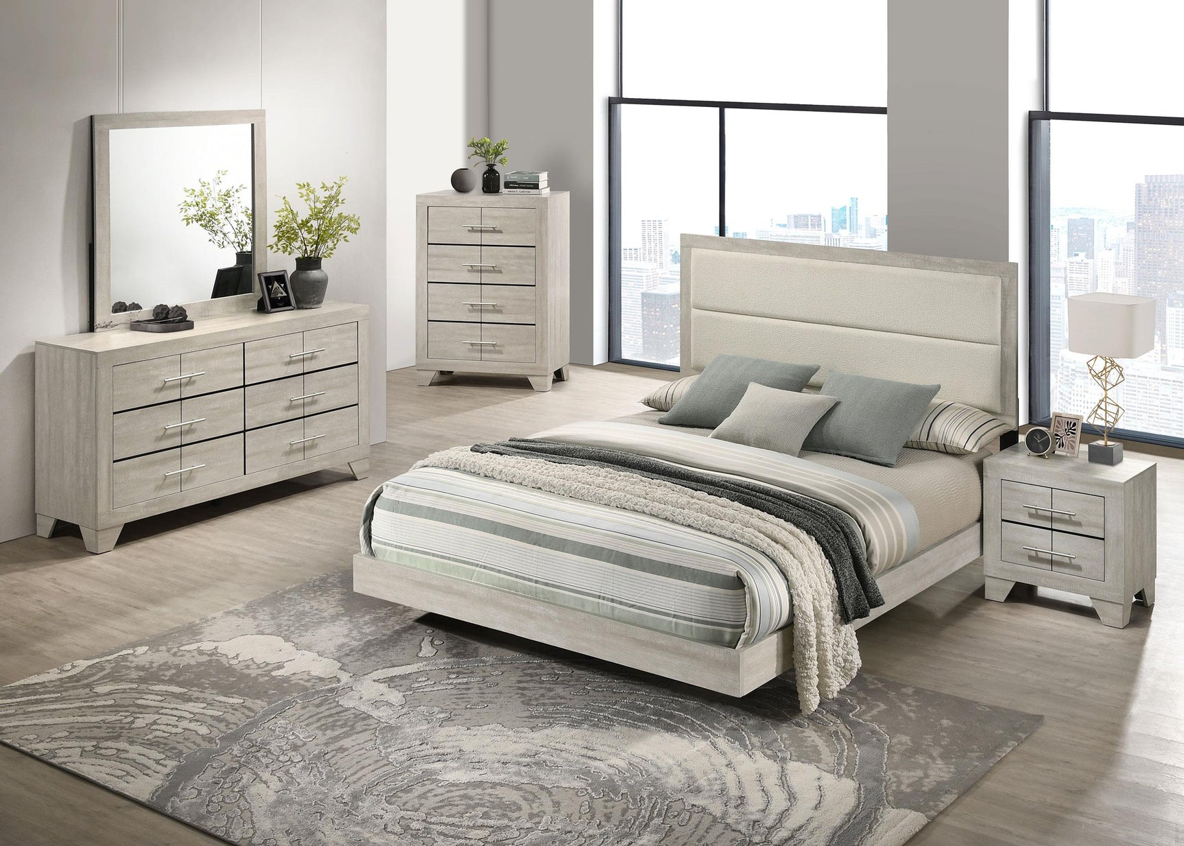 Trenton bed with mattress and bedding