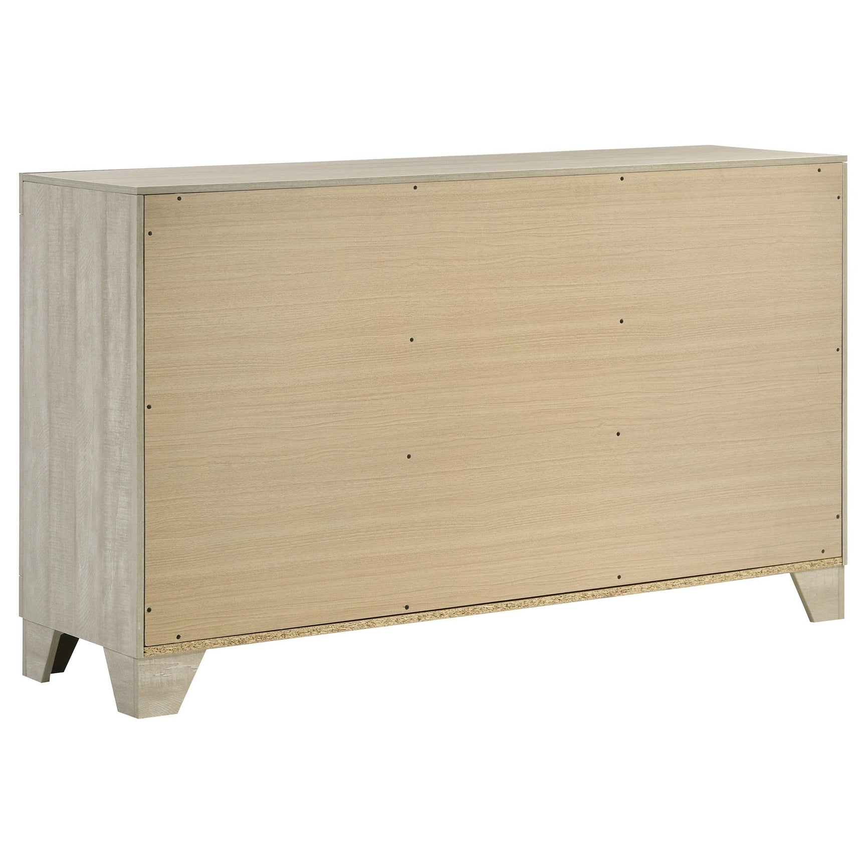 Top surface of dresser with rustic cream finish