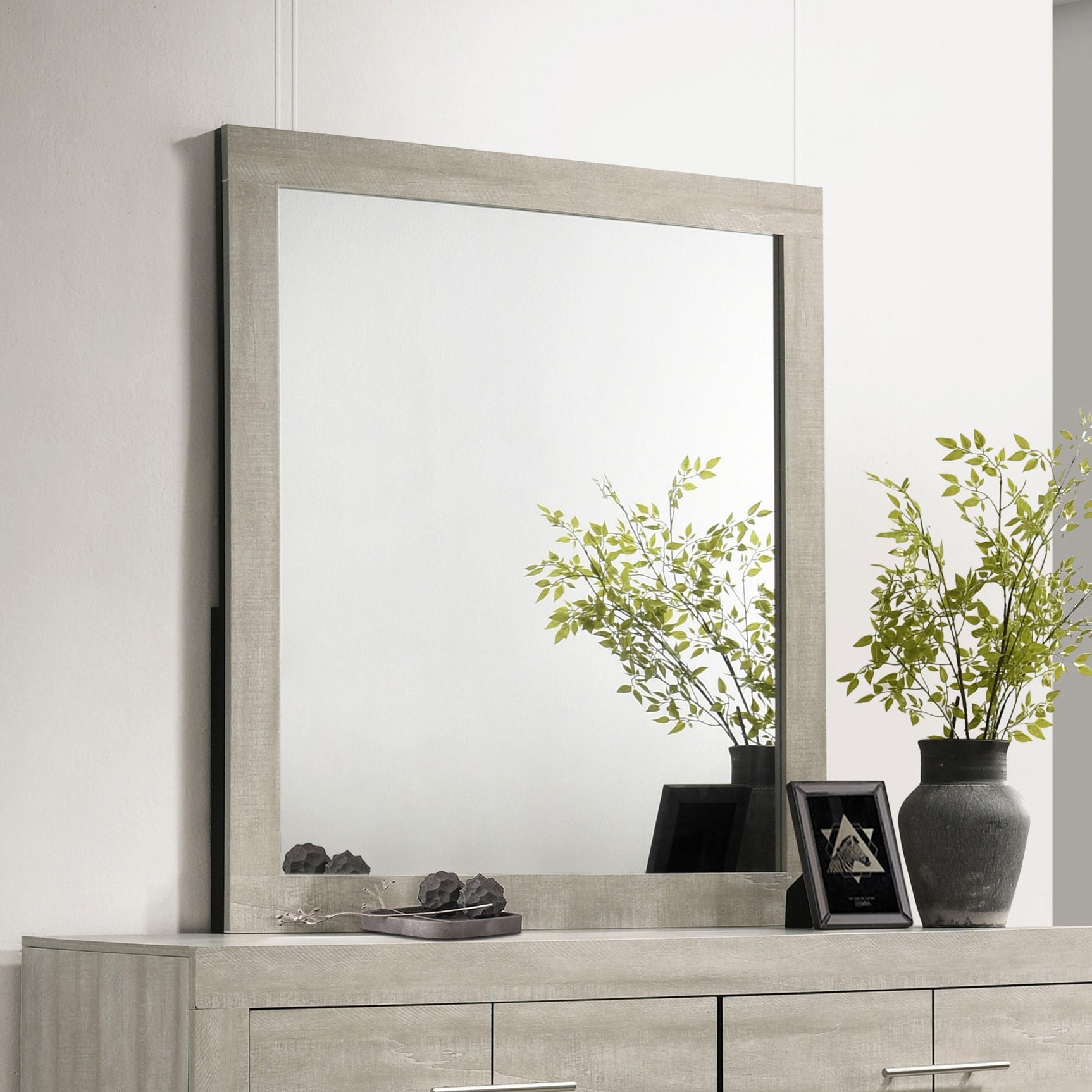 Trenton Dresser Mirror side angle showing frame details