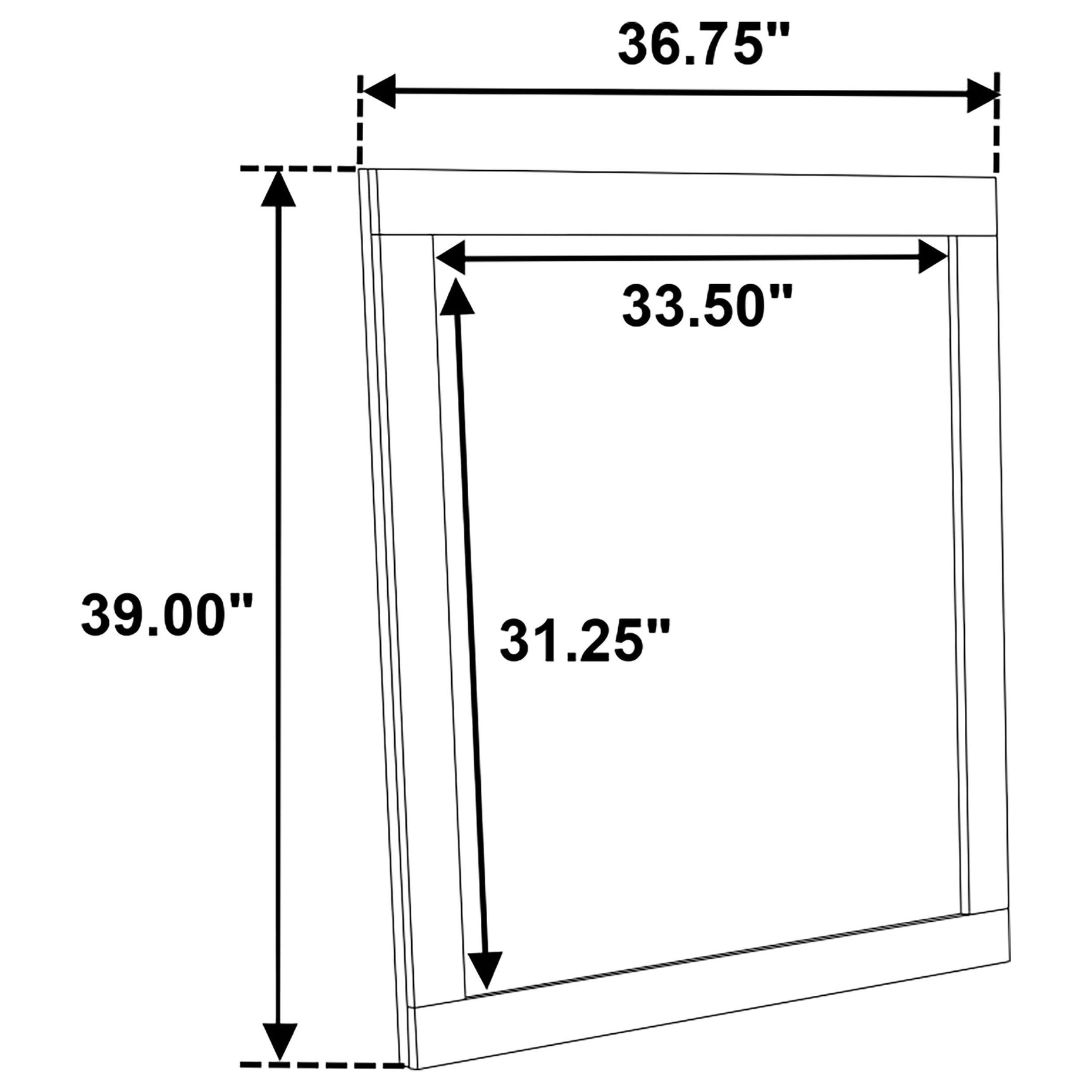 Detail of opened corner frame construction on Trenton mirror