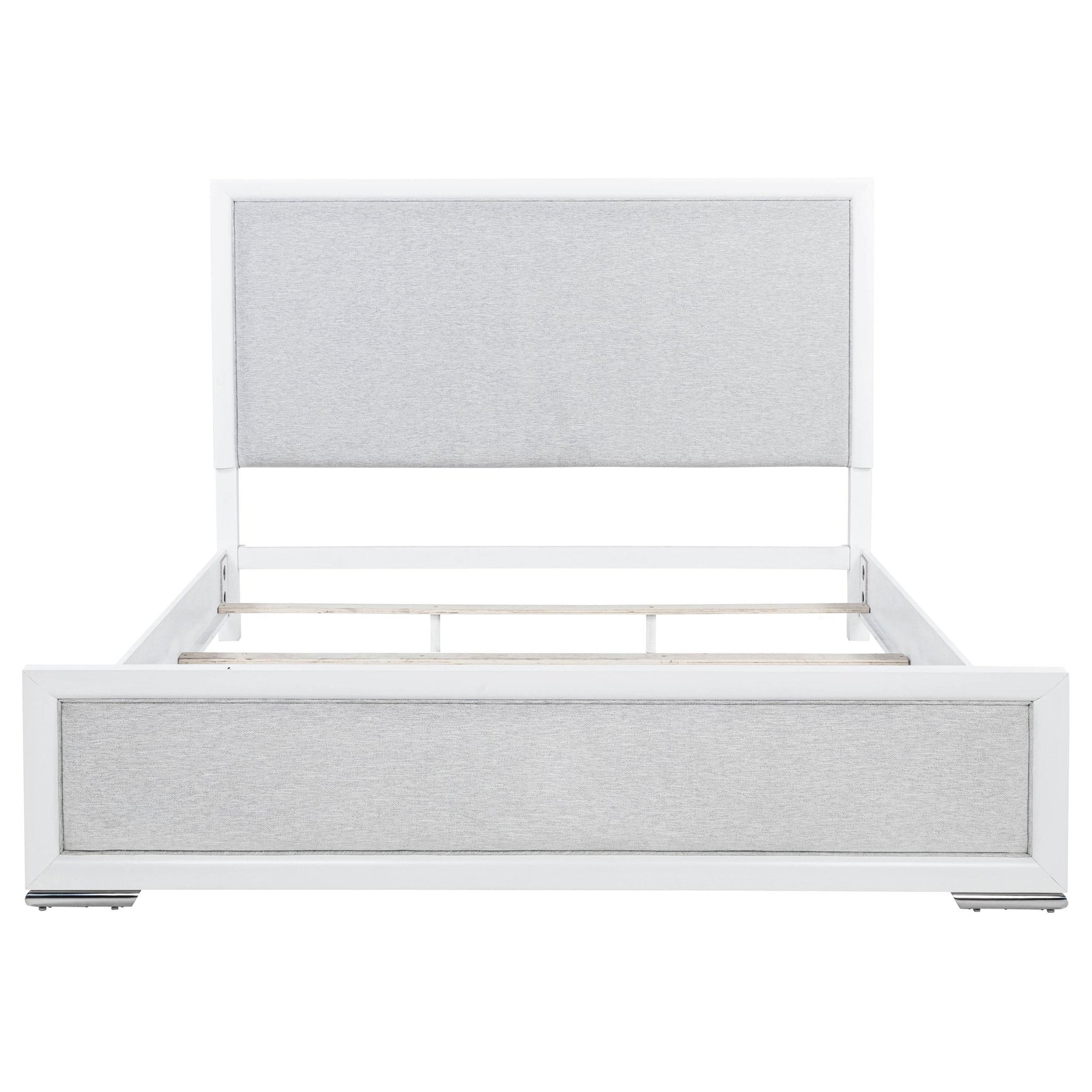 Back view of Gracemont king bed highlighting solid rubberwood frame