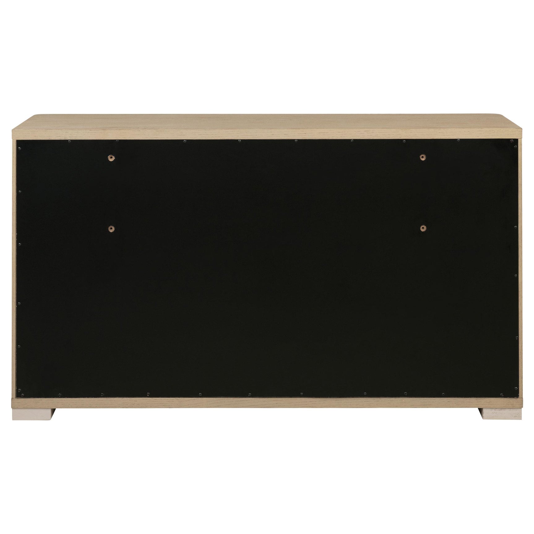 Back view of dresser with construction details