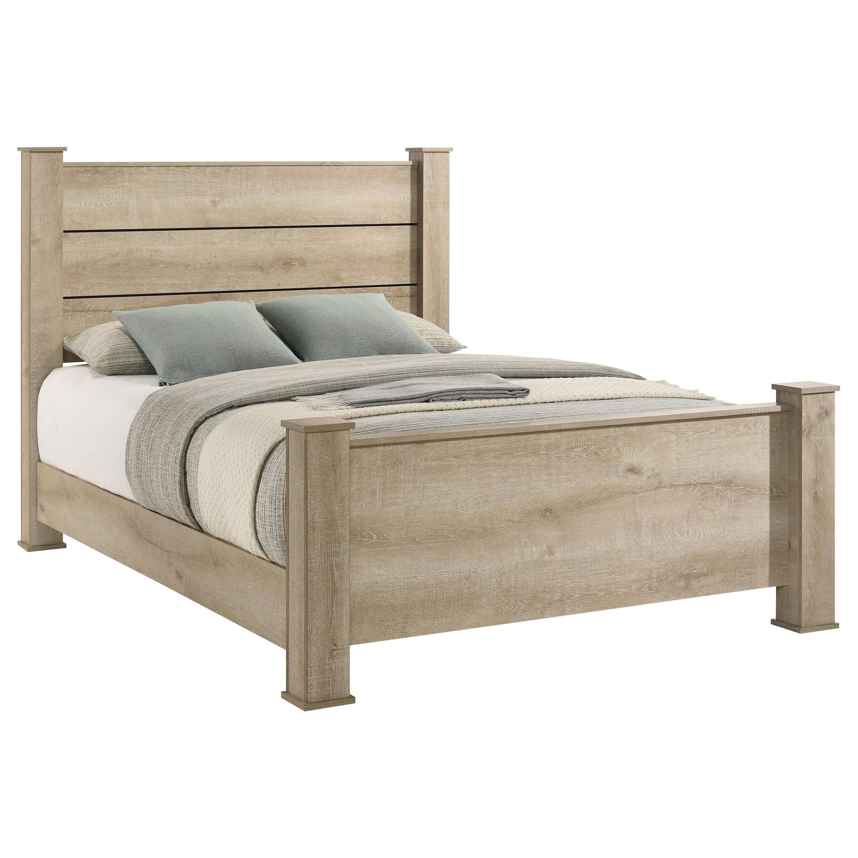 View of bed frame slats and support legs