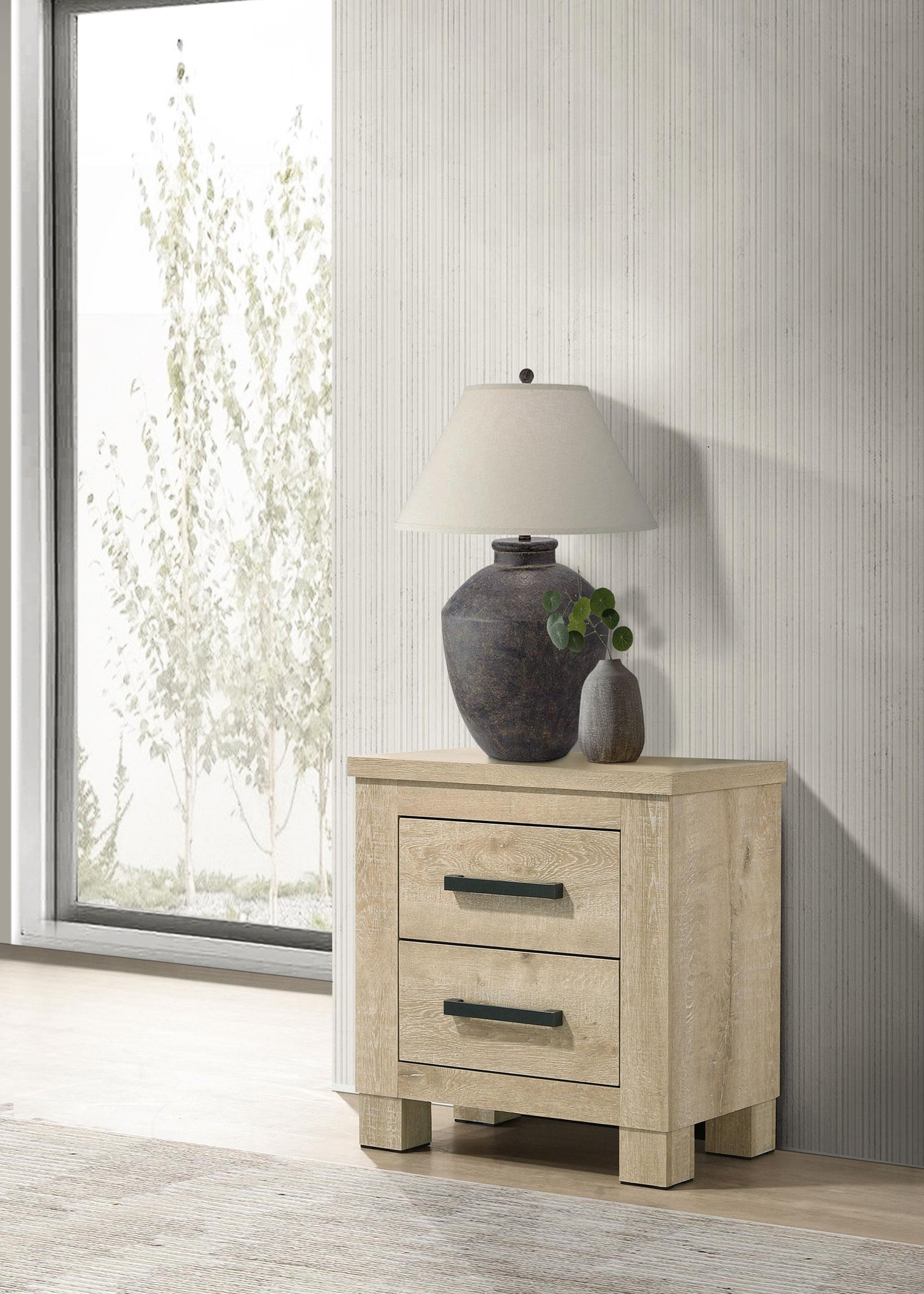 Side view of Oakglen nightstand showing drawer detail