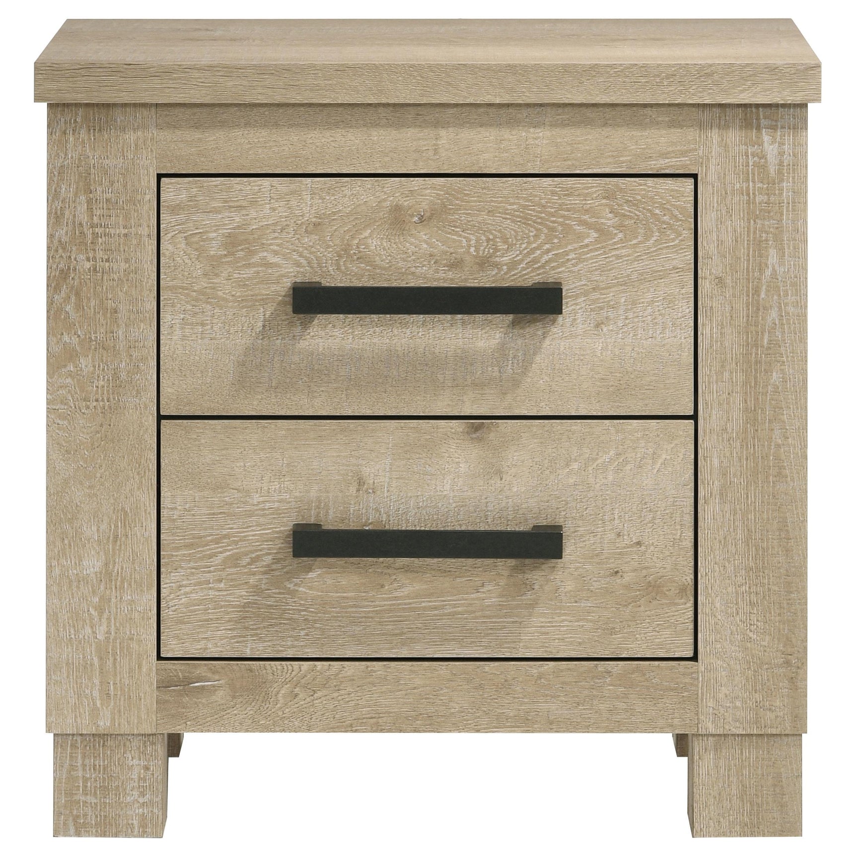 Close-up of dark bronze drawer handles