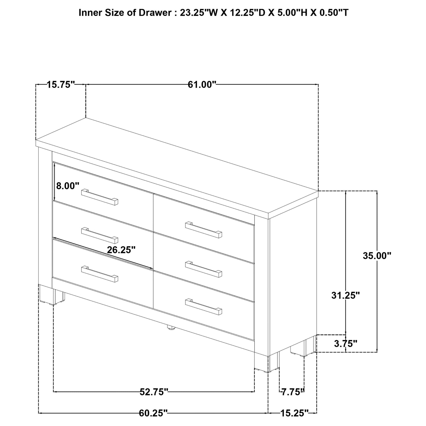 Oakglen dresser leg with plastic glide