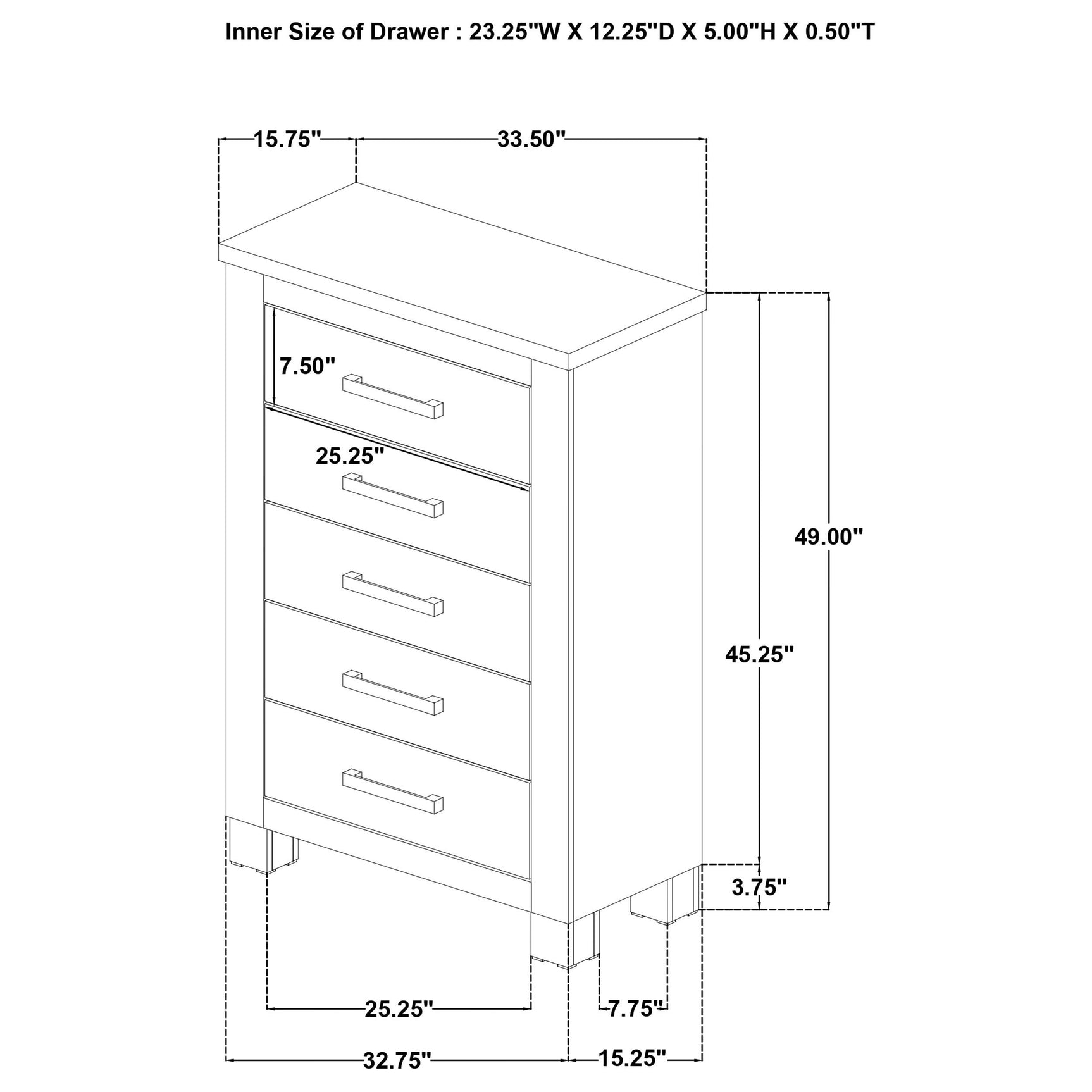 Full chest view in bedroom setting
