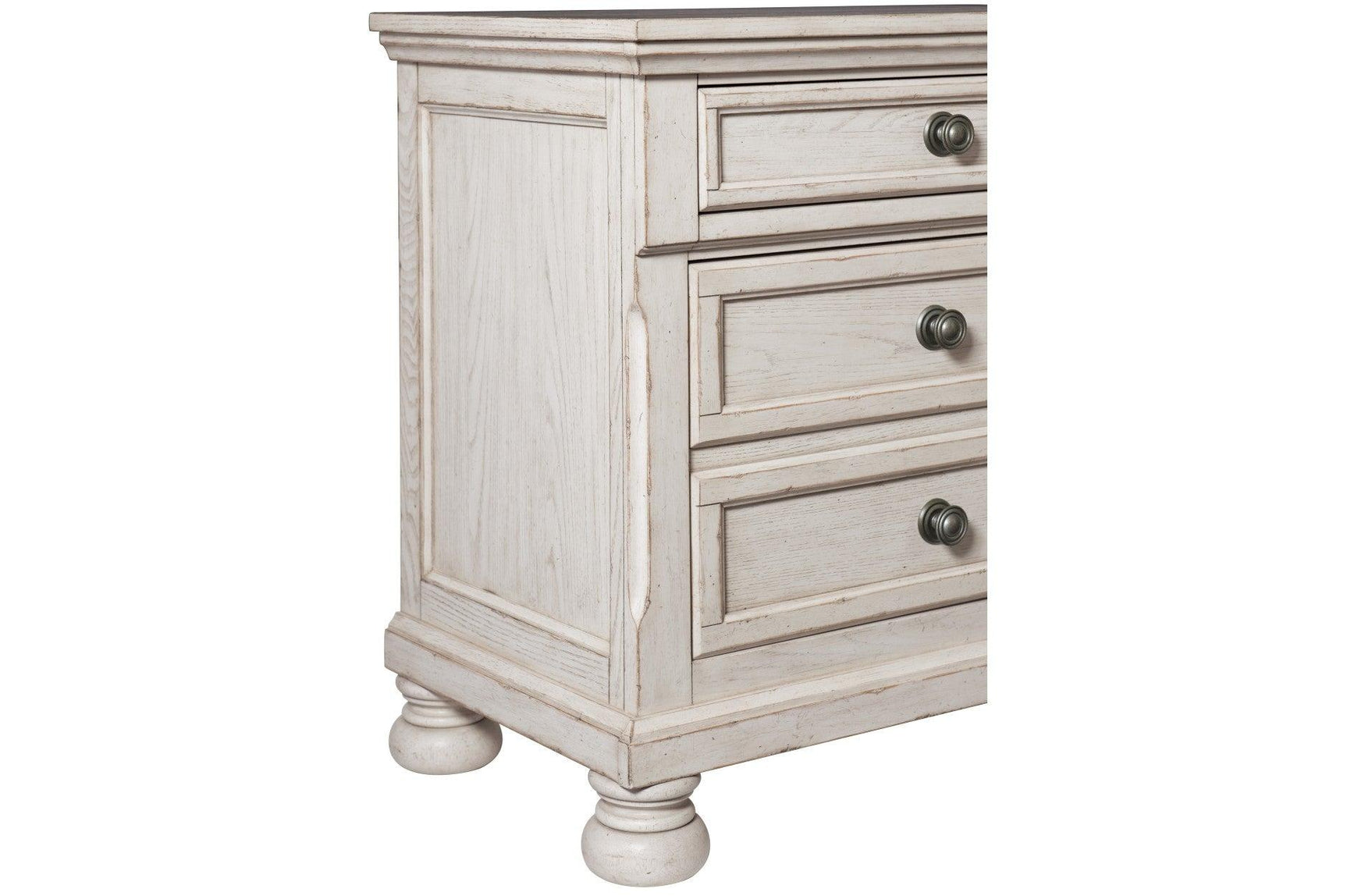 Bed molding detail on Bethel Antique White Set