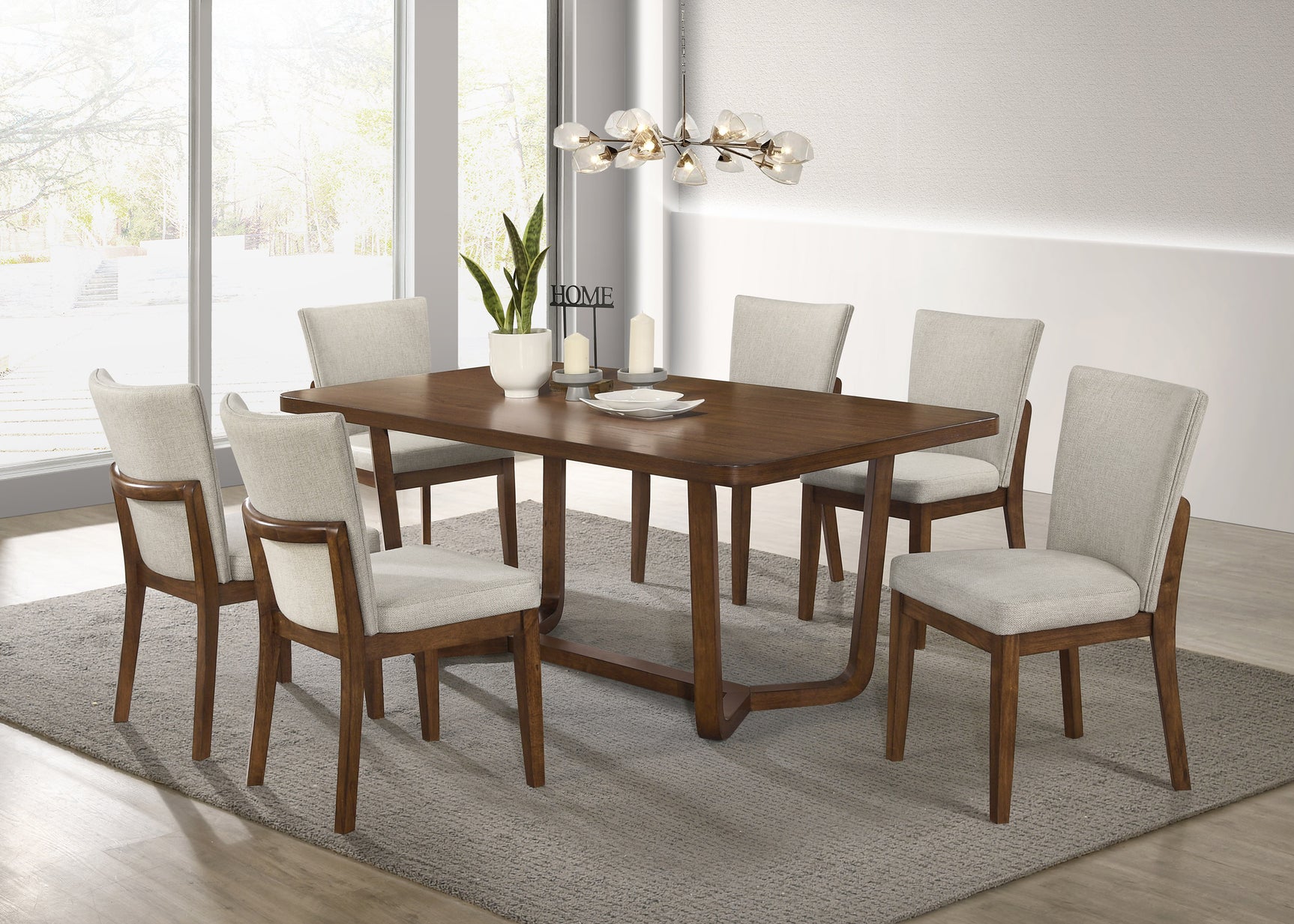 Salerno Brown Rectangular Dining Room Set detail view