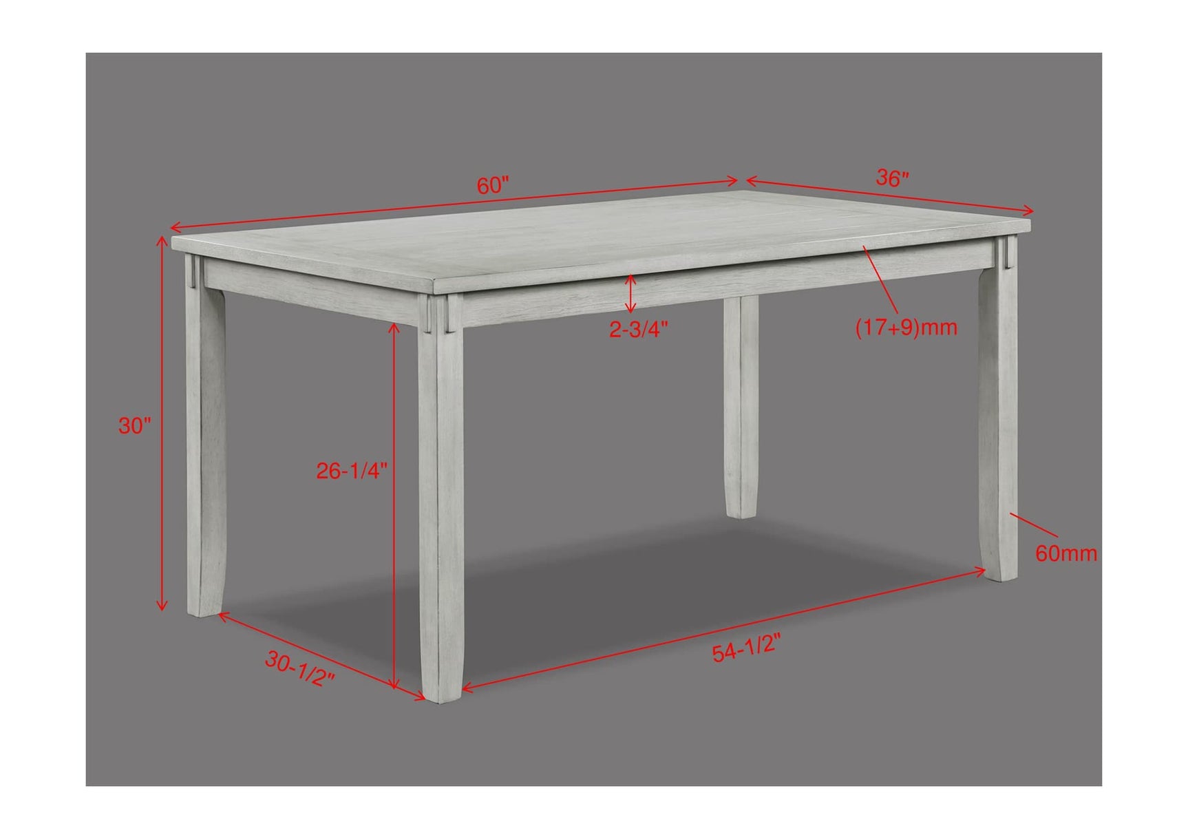 Clara Driftwood Fabric Rectangular 5-Piece Dining Room Set