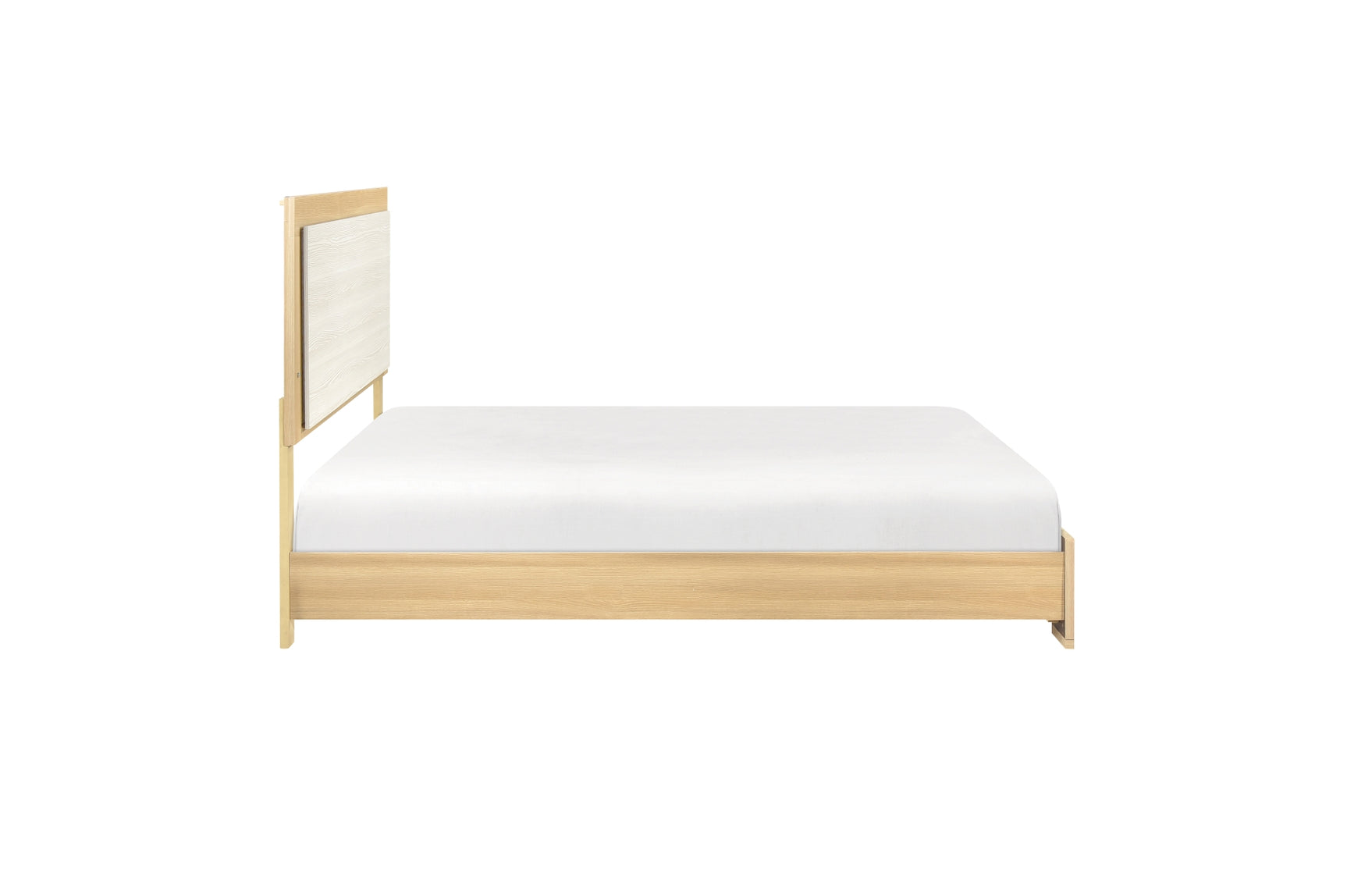 main view of bed with natural finish