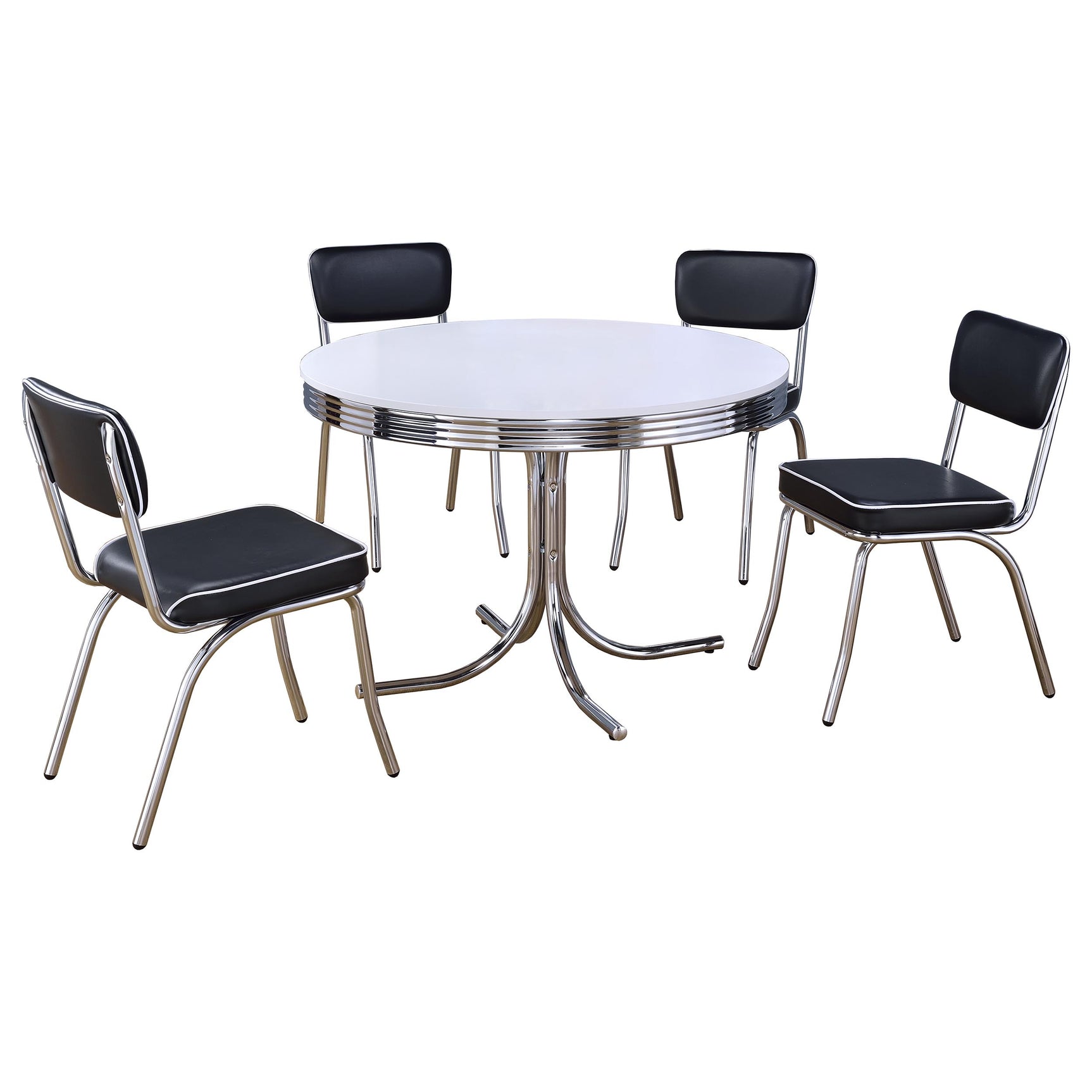 Dining room view with Retro White Black Round Dining Set