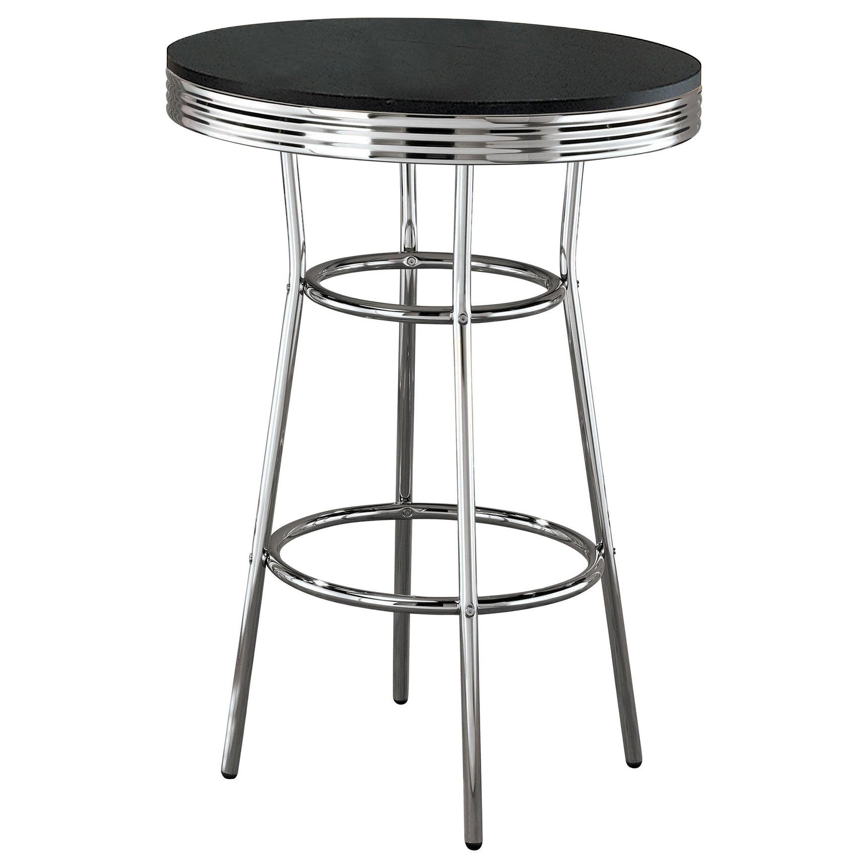 Black leatherette backless swivel bar stools side view