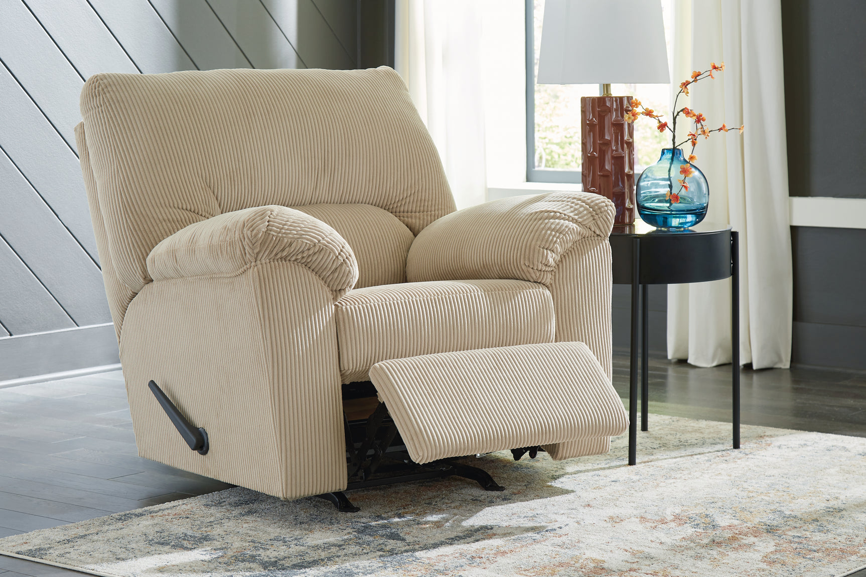 side view of SimpleJoy Sand Chenille,Velvet Recliner recliner