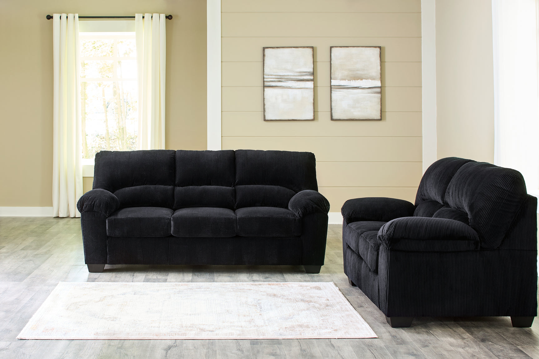 Side view of SimpleJoy Onyx Sofa and Loveseat