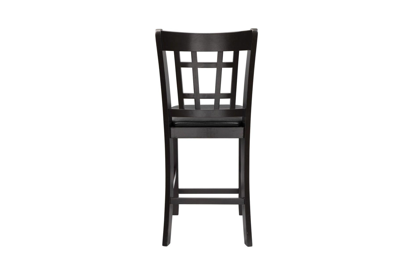 back view of Junipero Dark Cherry Oval Dining Room Set chairs and table