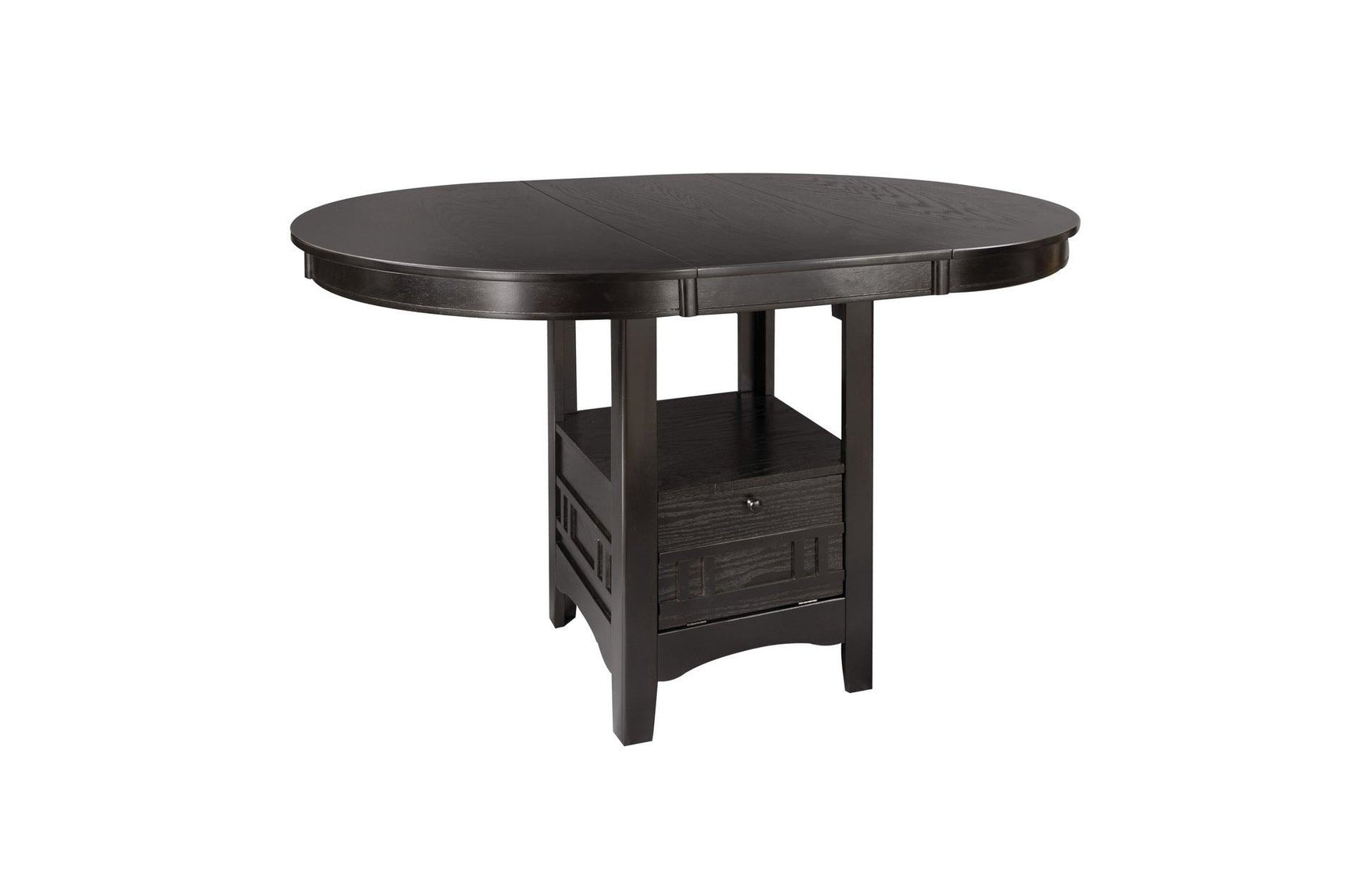 side angle of Junipero Dark Cherry Oval Dining Room Set dining table and chairs