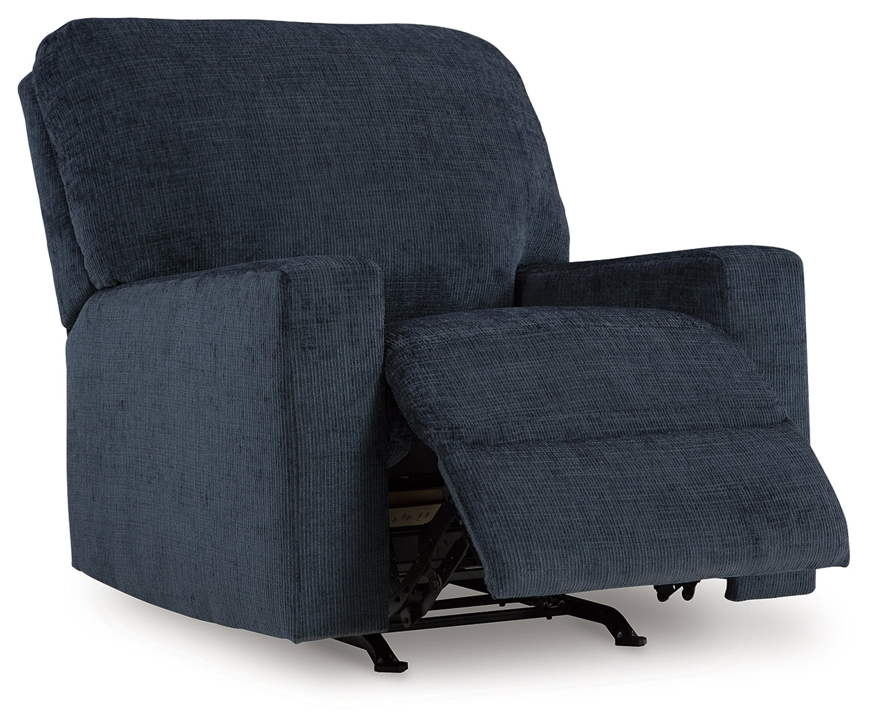reclining open view of Aviemore Ink Chenille Recliner