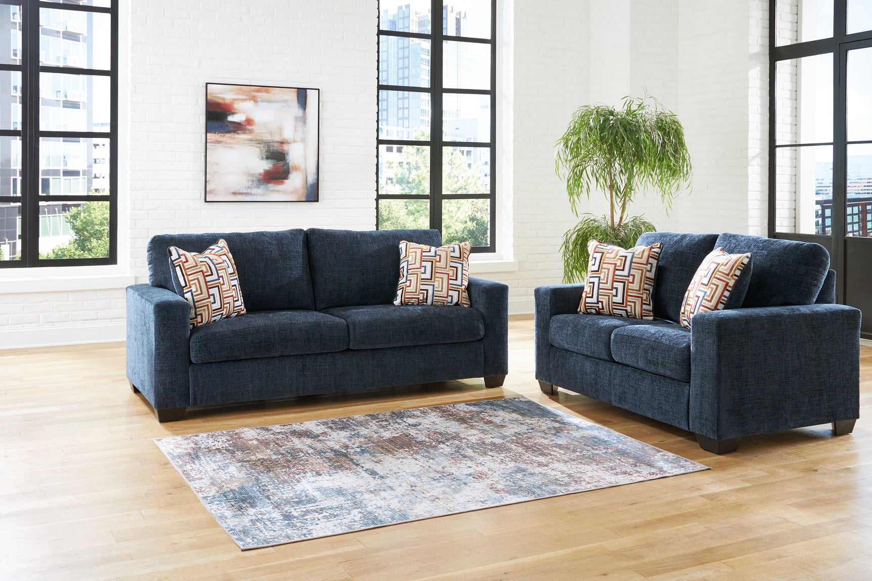 Side view of Aviemore Ink Sofa and Loveseat