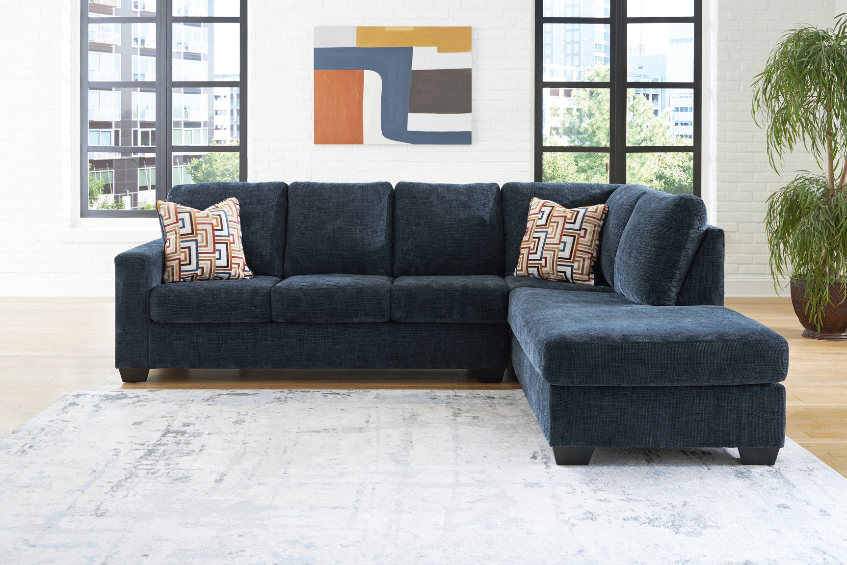 Front angle view of Aviemore Ink Chenille sectional