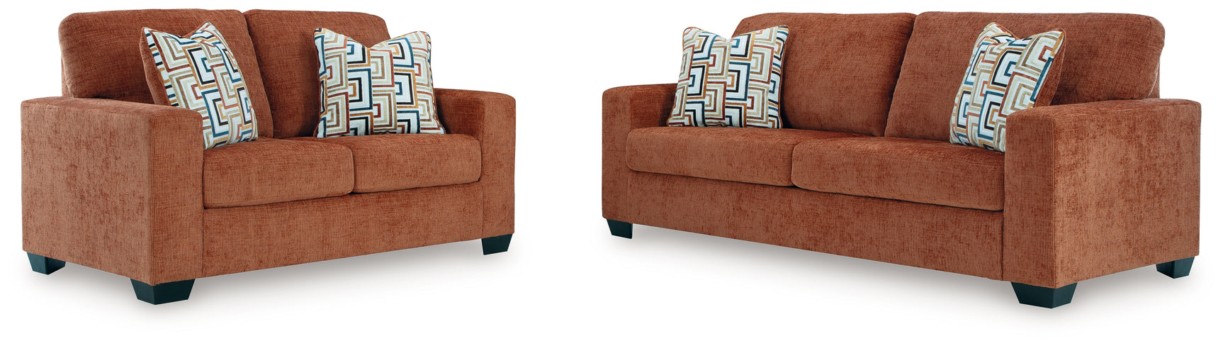 Close-up detail of Aviemore Spice upholstery and cushions