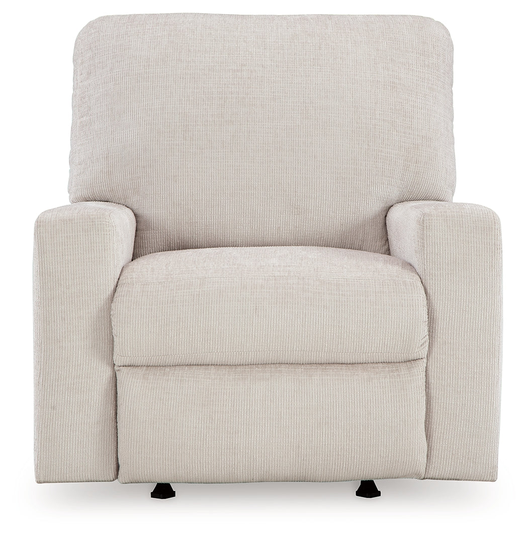 Front close-up of Aviemore Stone Chenille Recliner