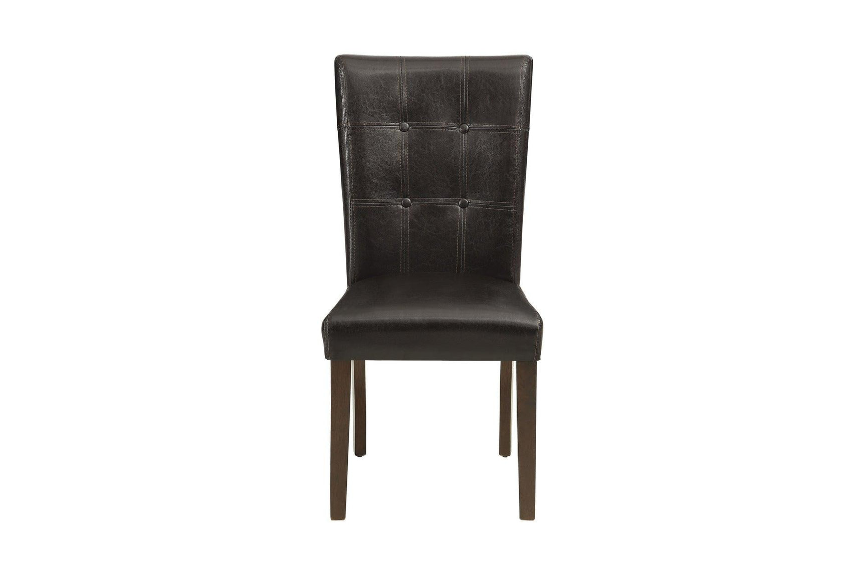Detail of chair tufted seat in dark brown upholstery