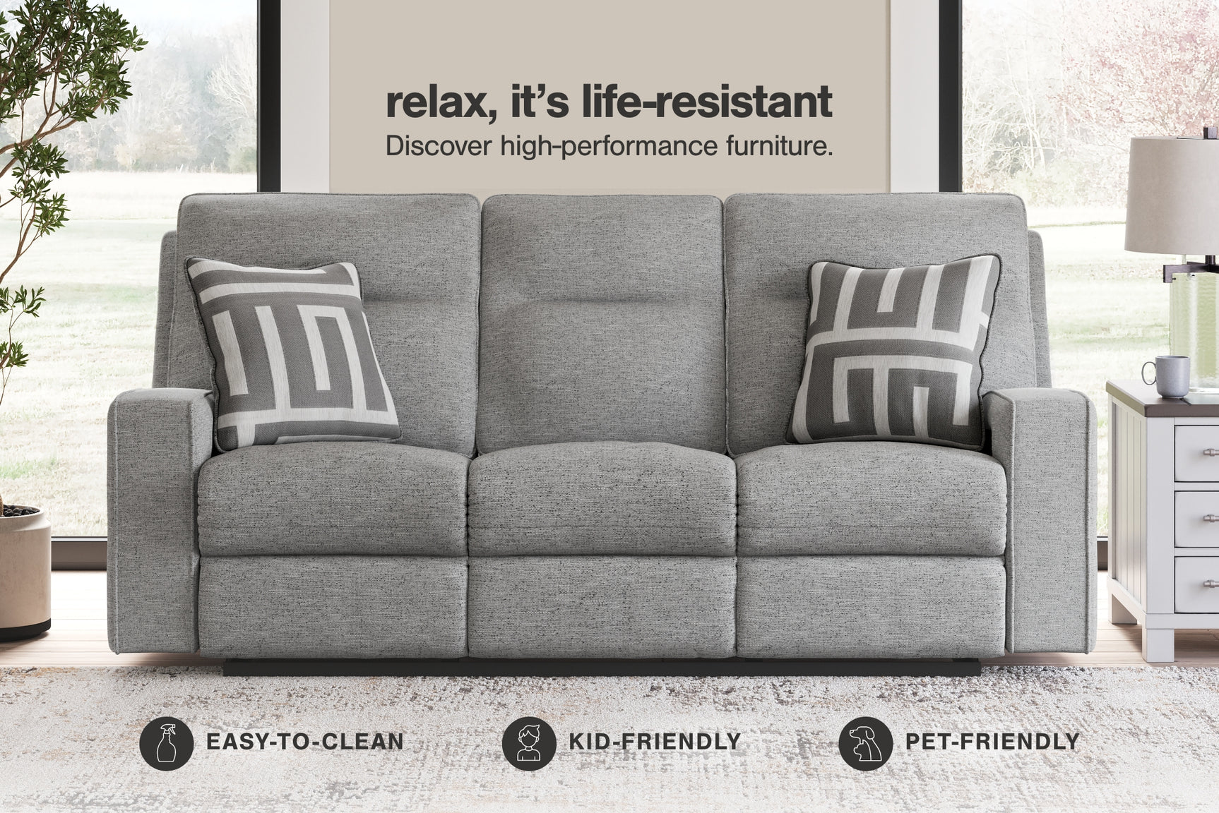 Biscoe Loveseat with extended ottoman and reclining position