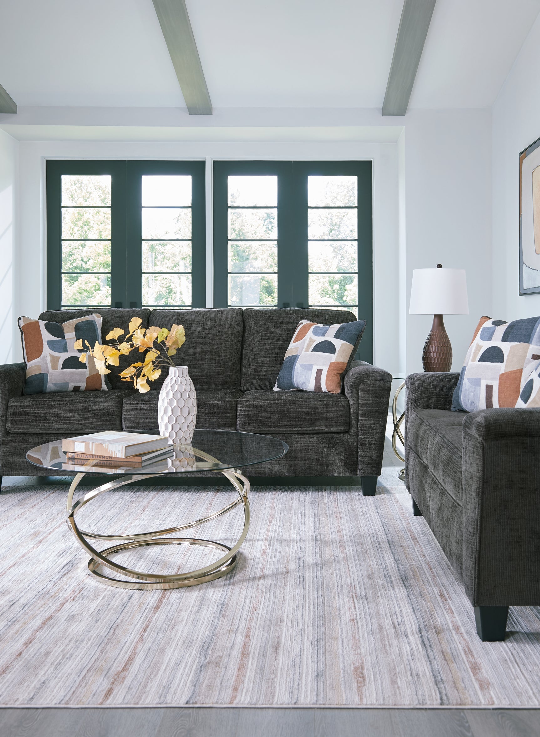 side view of Erinslane Dusk Sofa and Loveseat furniture