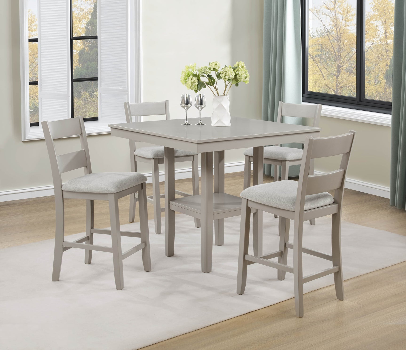 Lester 5-Piece Greige Counter Height Set from Decor Furniture