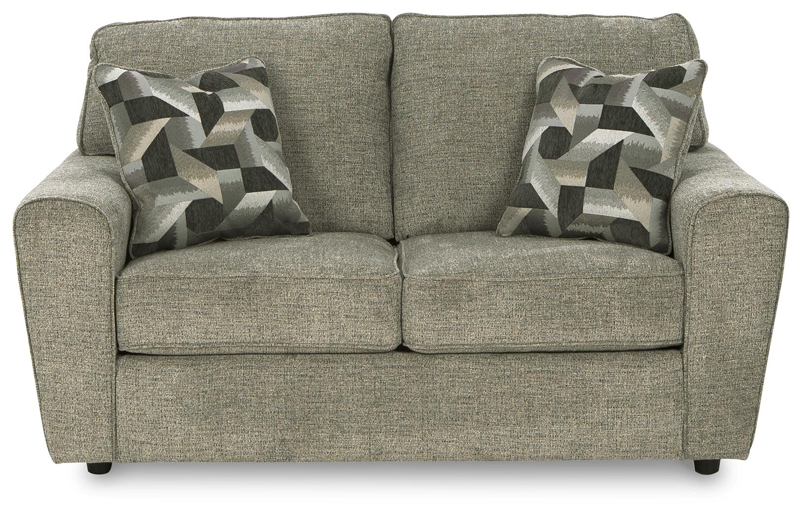 Cascilla Pewter Chenille Loveseat side view