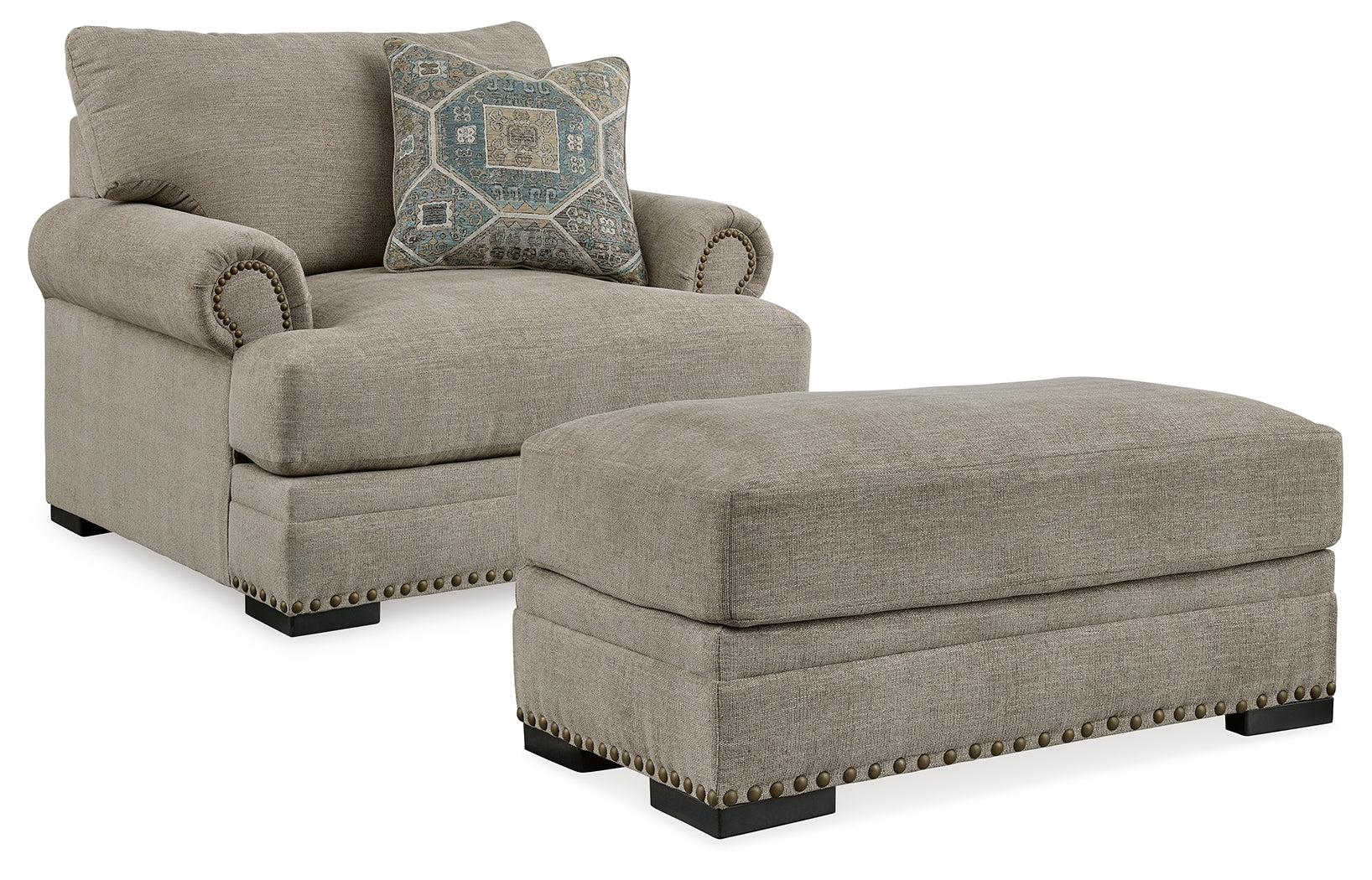 Galemore Quarry Ottoman front view in Quarry fabric