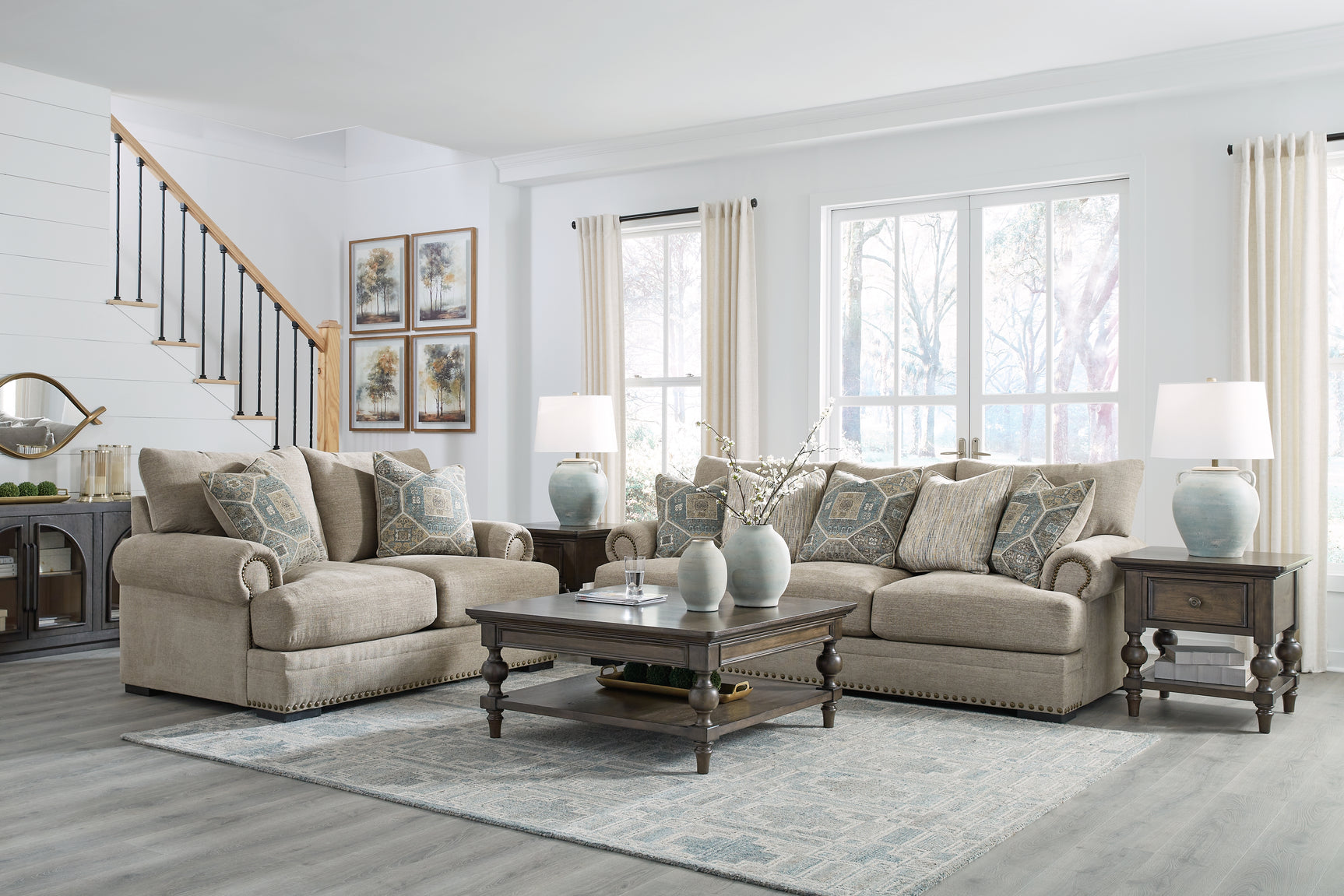 Alternate angle of Galemore Quarry Sofa and Loveseat