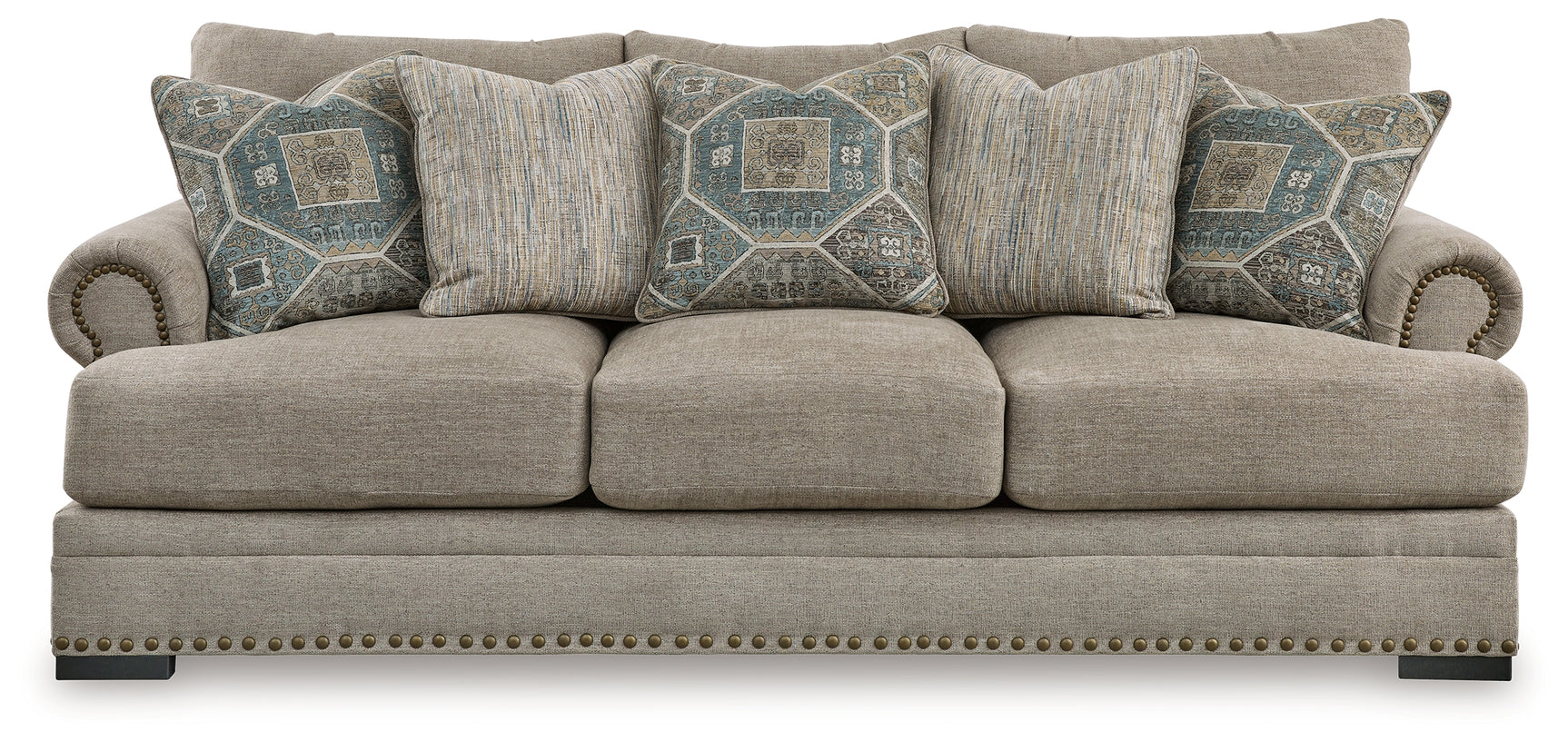 Close-up of upholstery and cushions on Galemore Quarry Chenille Sofa