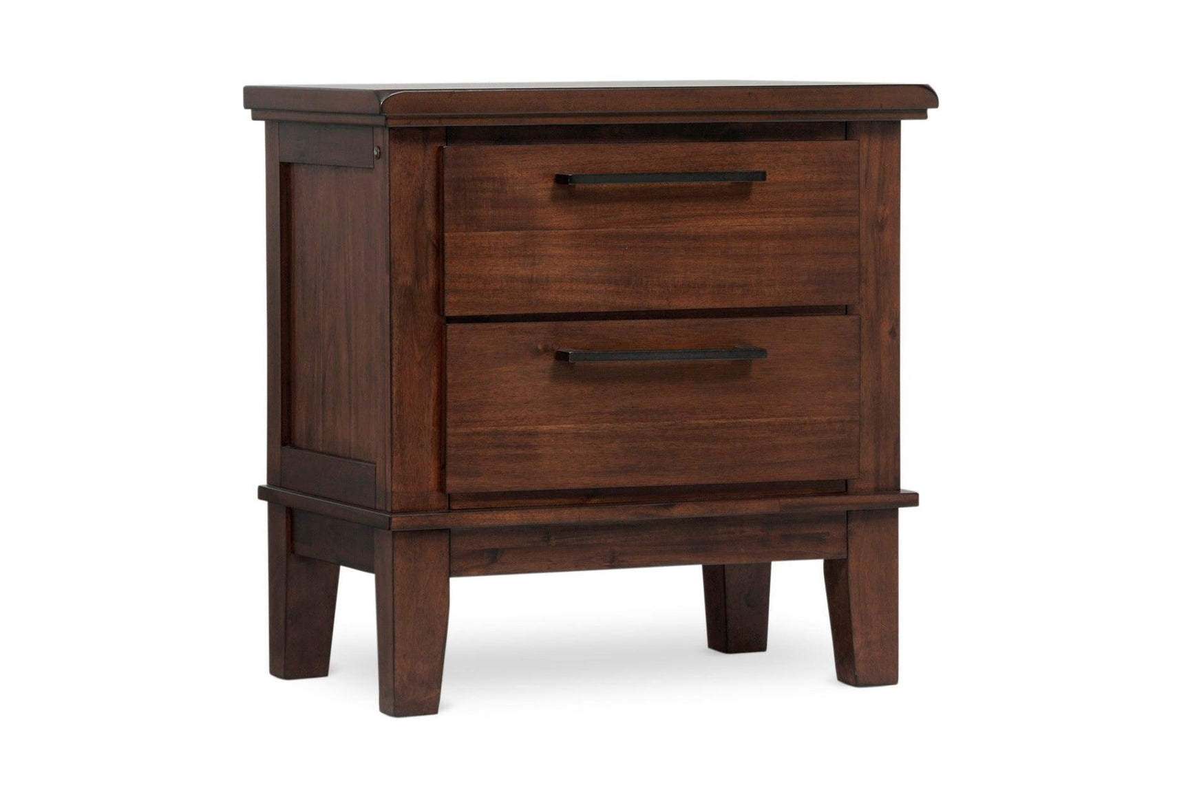 Nightstand included with brown fabric tufted bedroom set