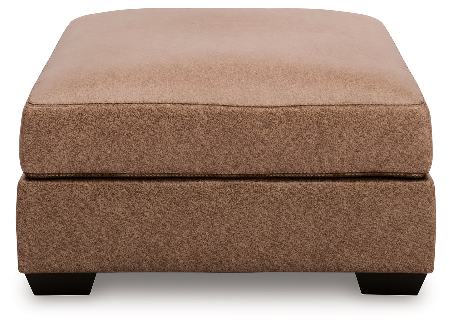 WillowBend oversized ottoman head-on view with jumbo stitching