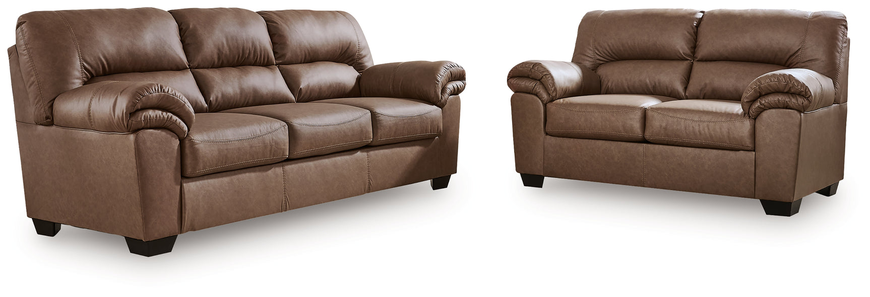 WillowBend Caramel Sofa and Loveseat set side view