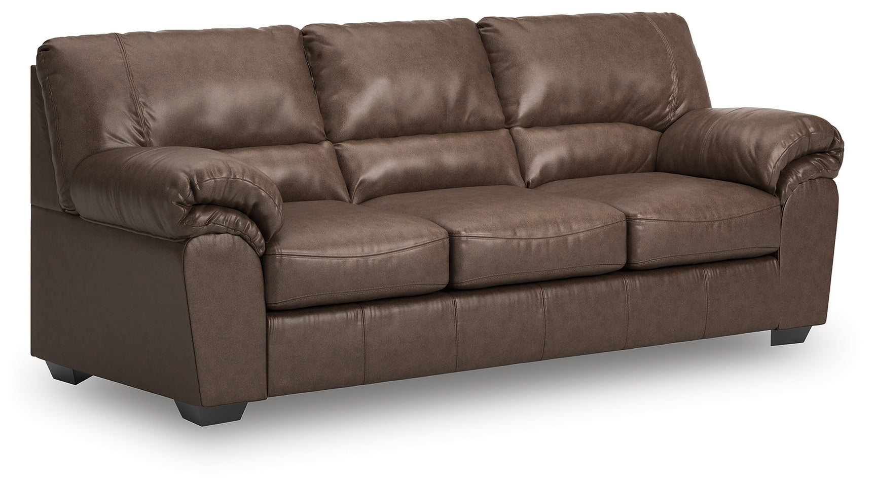 WillowBend Umber Faux Leather Sofa stitching detail