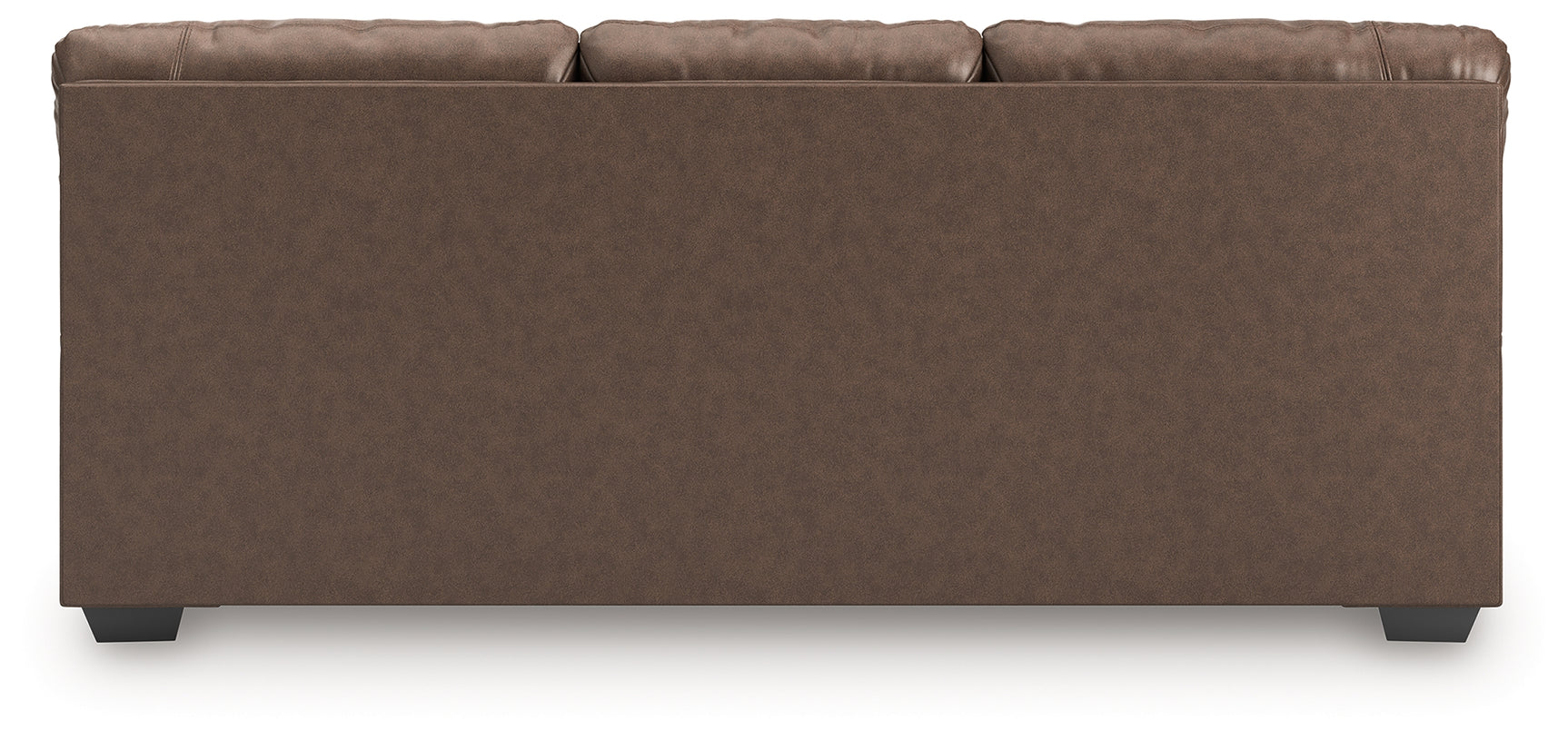 WillowBend Umber Faux Leather Sofa back side view