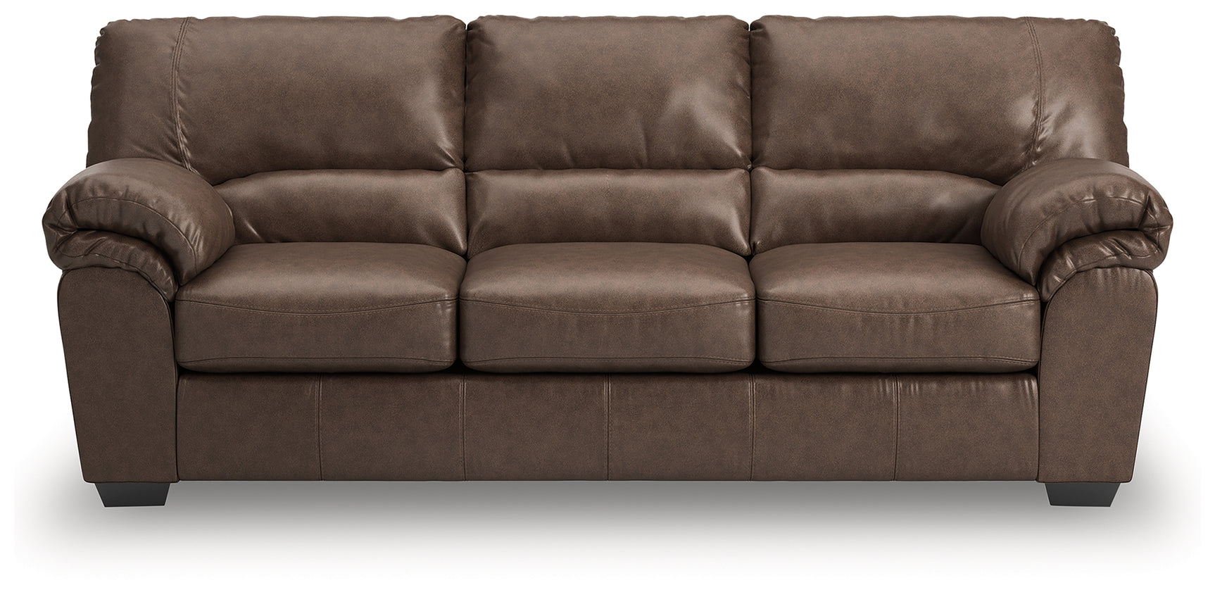 WillowBend Umber Faux Leather Sofa side view