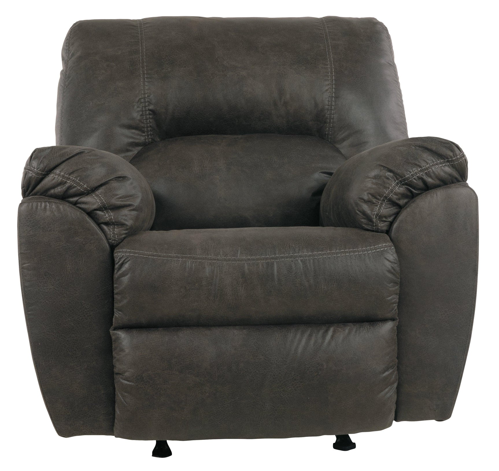 Side open position of Tambo Pewter Faux Leather Recliner