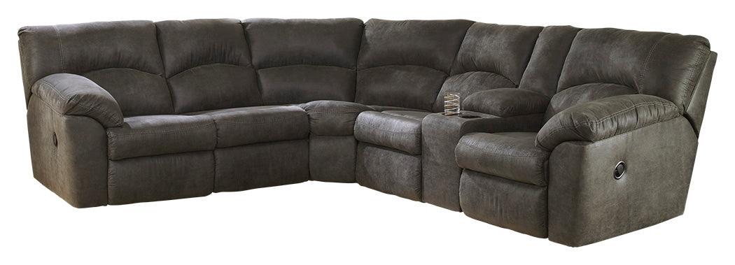 Side angle showing reclining pull tab