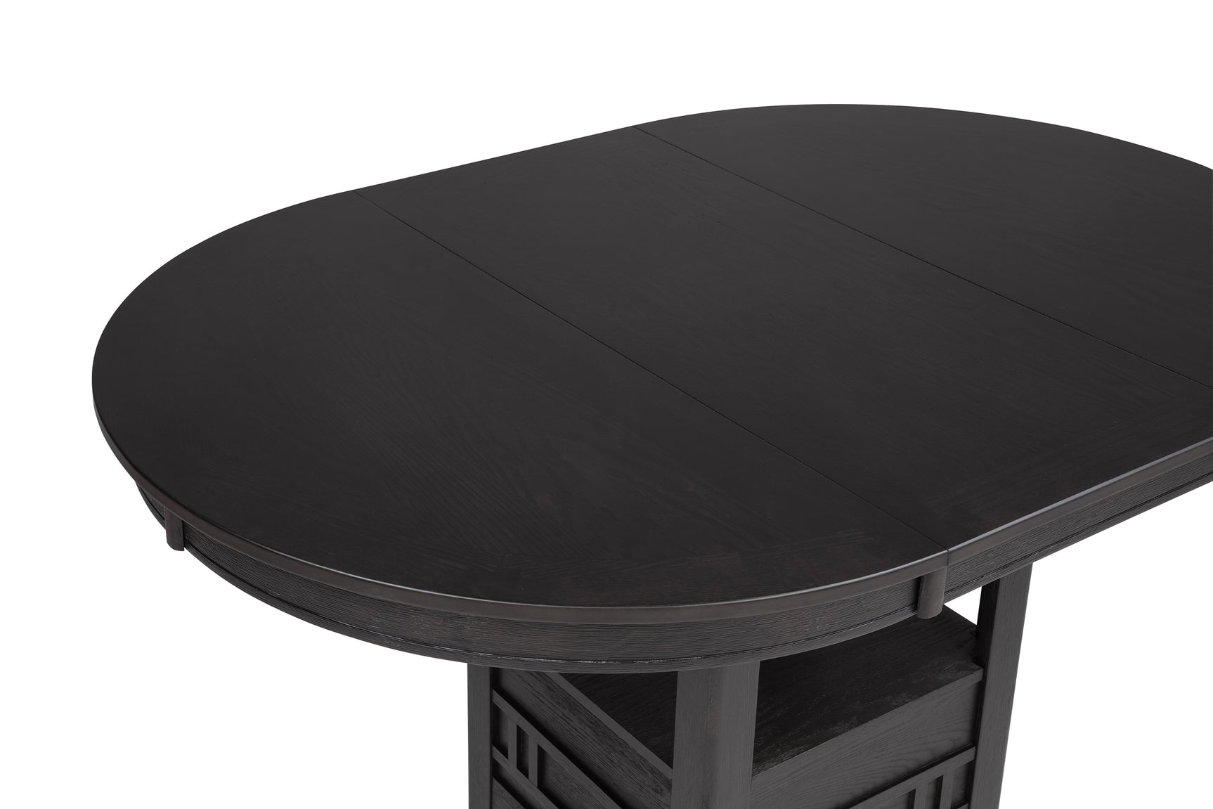 Detail view of Hartwell Charcoal Black Oval Table surface and finish