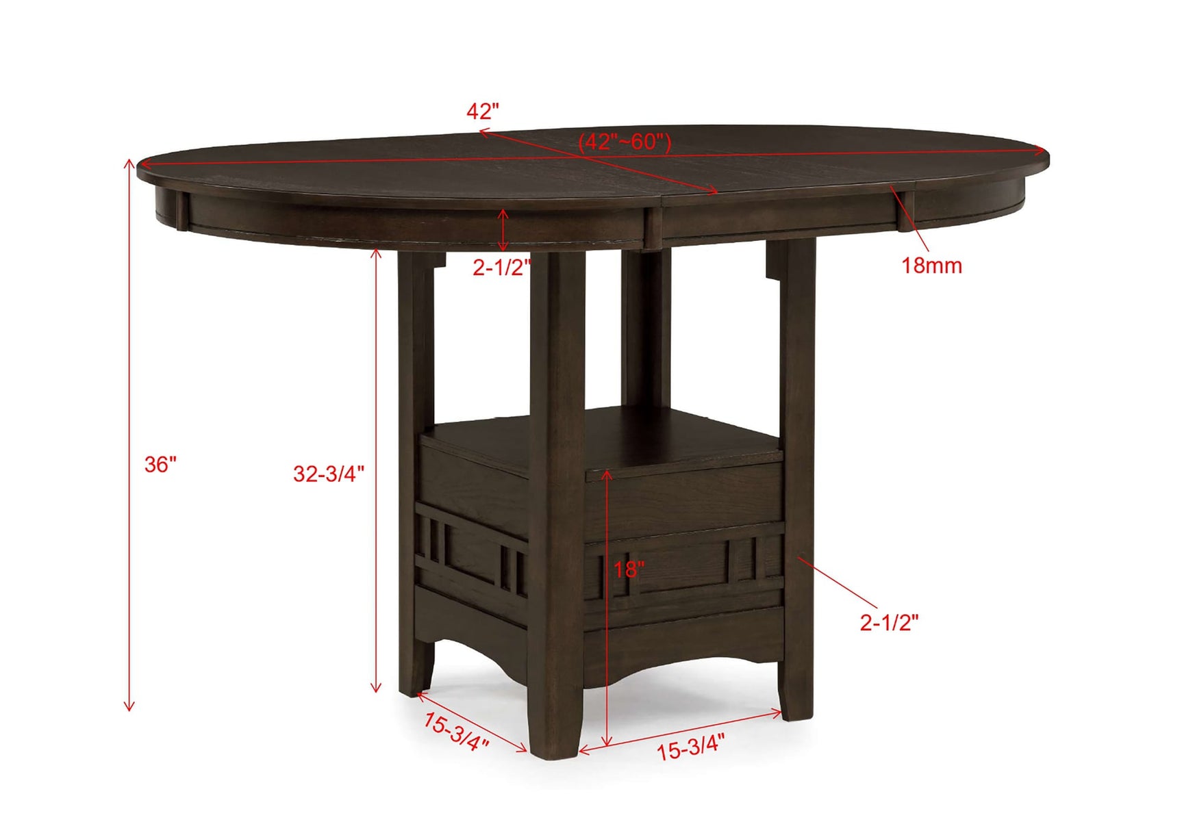 Hartwell Brown Oval Counter Height Set view 4