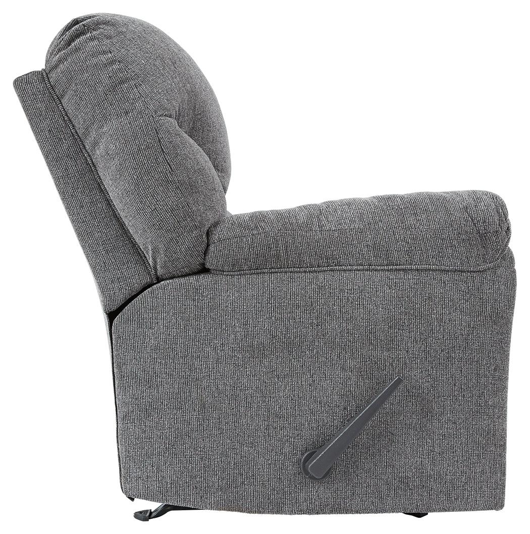 side view of Allmaxx Pewter Chenille Recliner recliner