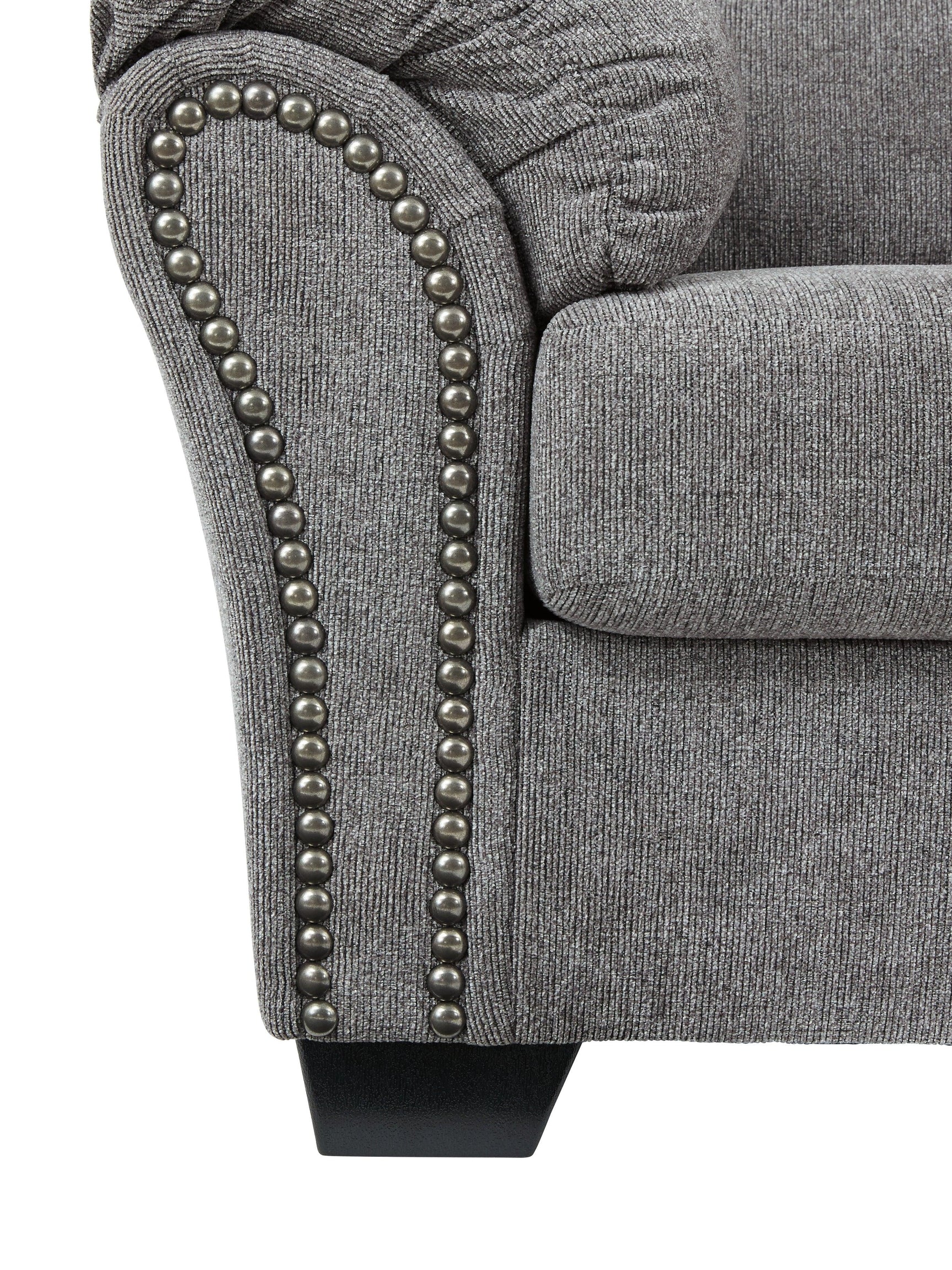 detail view of Allmaxx Pewter Chenille Sofa furniture