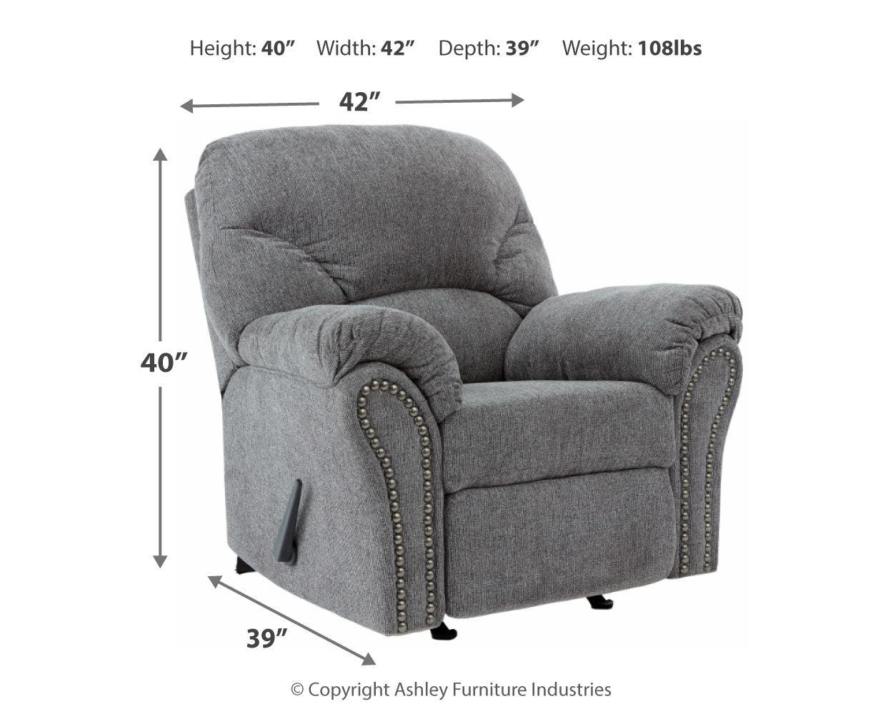 main view of Allmaxx Pewter Chenille Recliner recliner