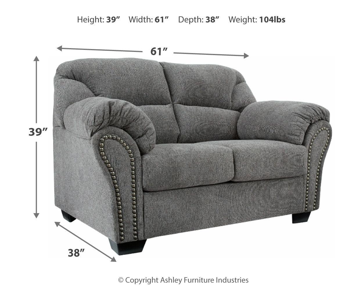 Dimension diagram of Allmaxx Loveseat
